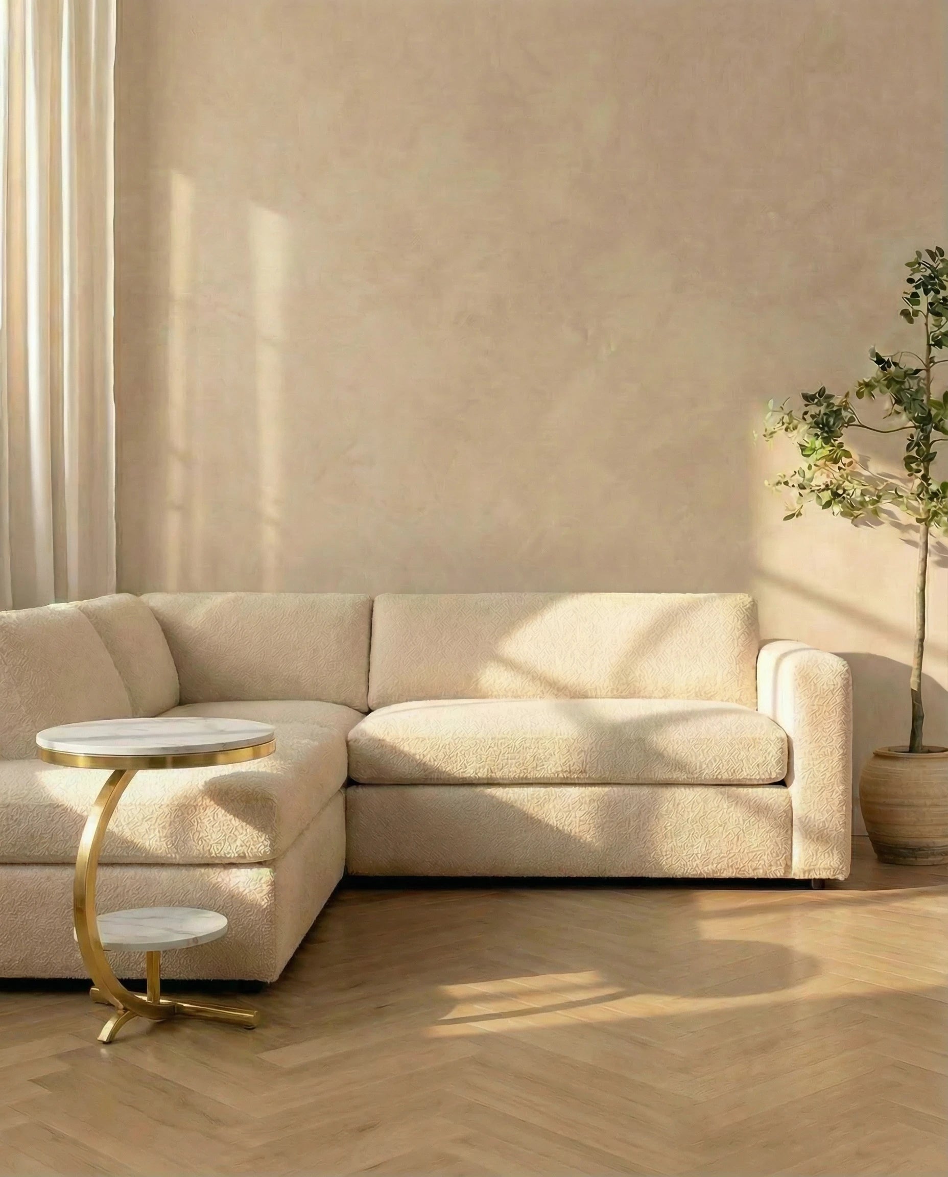 Estella White & Golden Marble Side Table