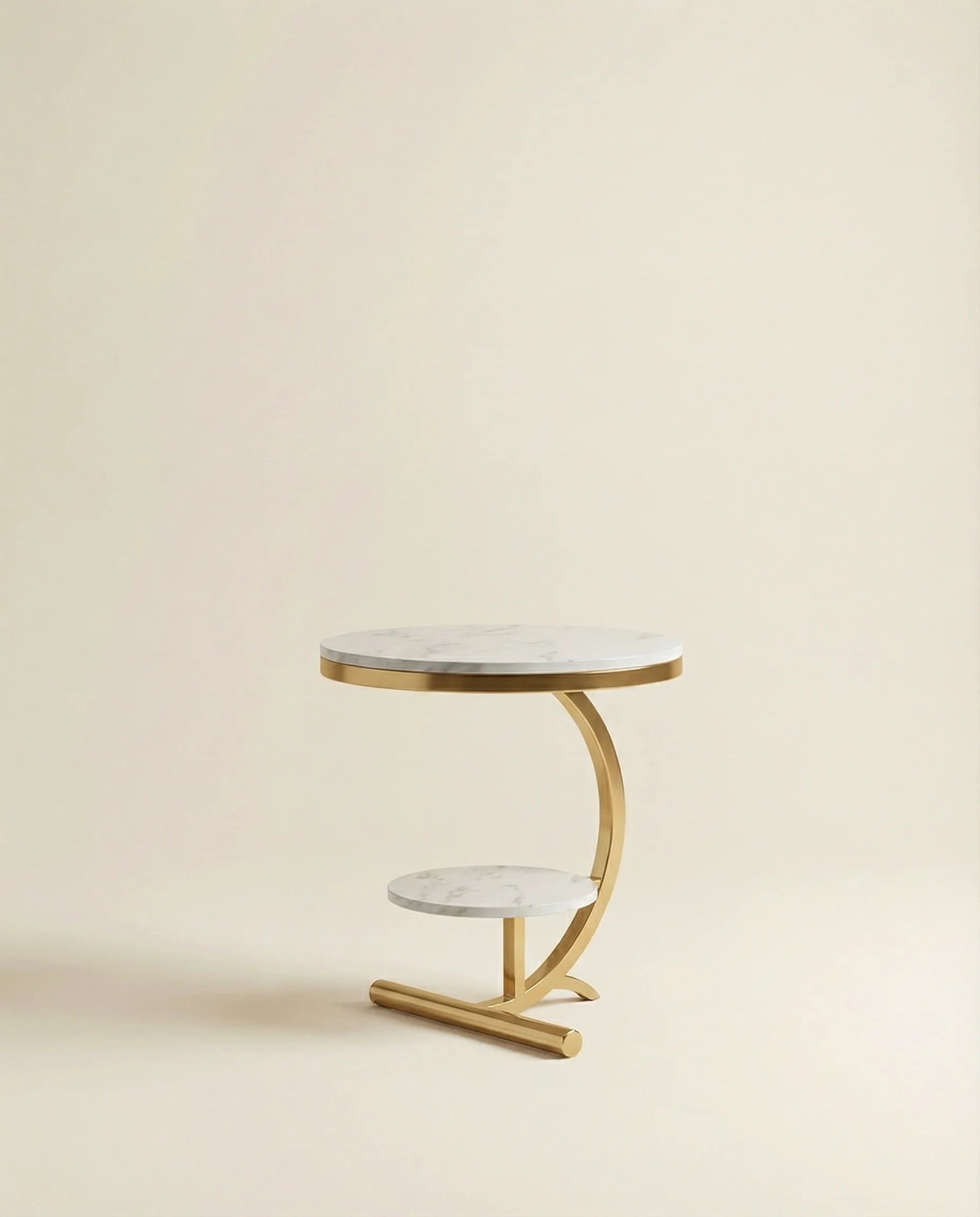 Estella White & Golden Marble Side Table