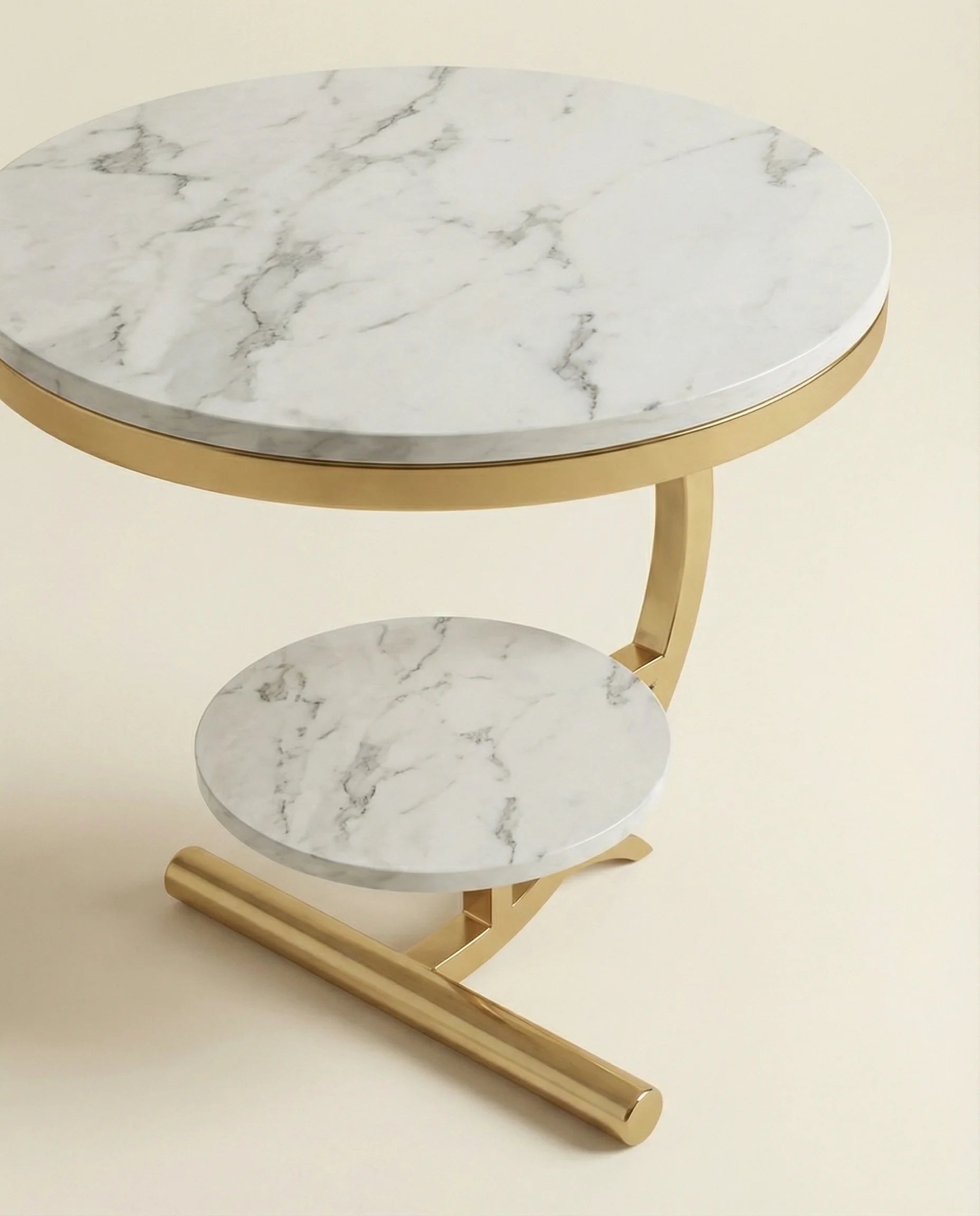 Estella White & Golden Marble Side Table