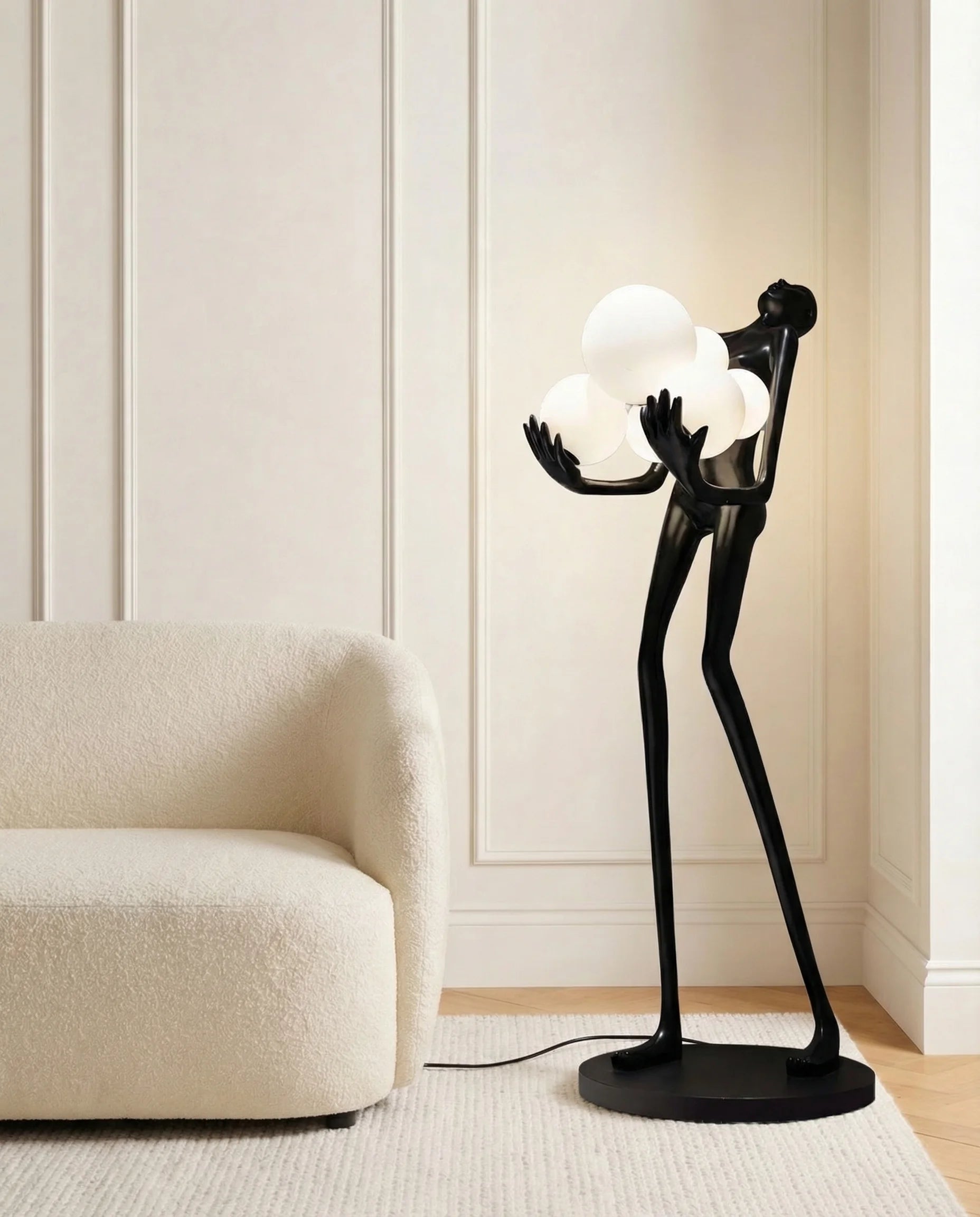 Expressive Black Humanoid Floor Lamp