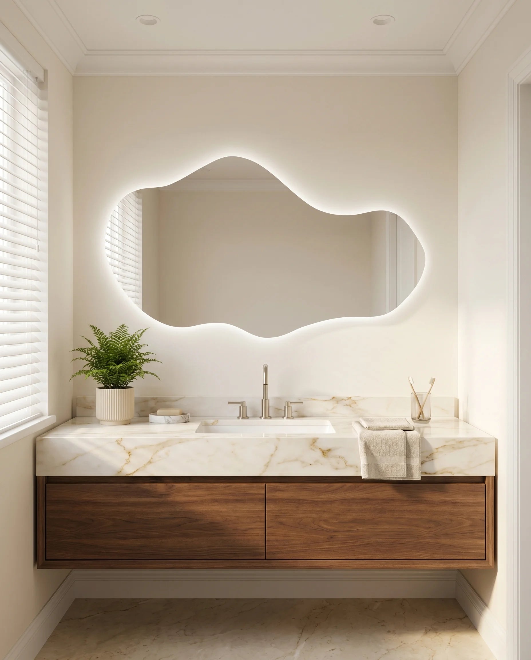 Ezra LED Frameless Assymetrical Mirror