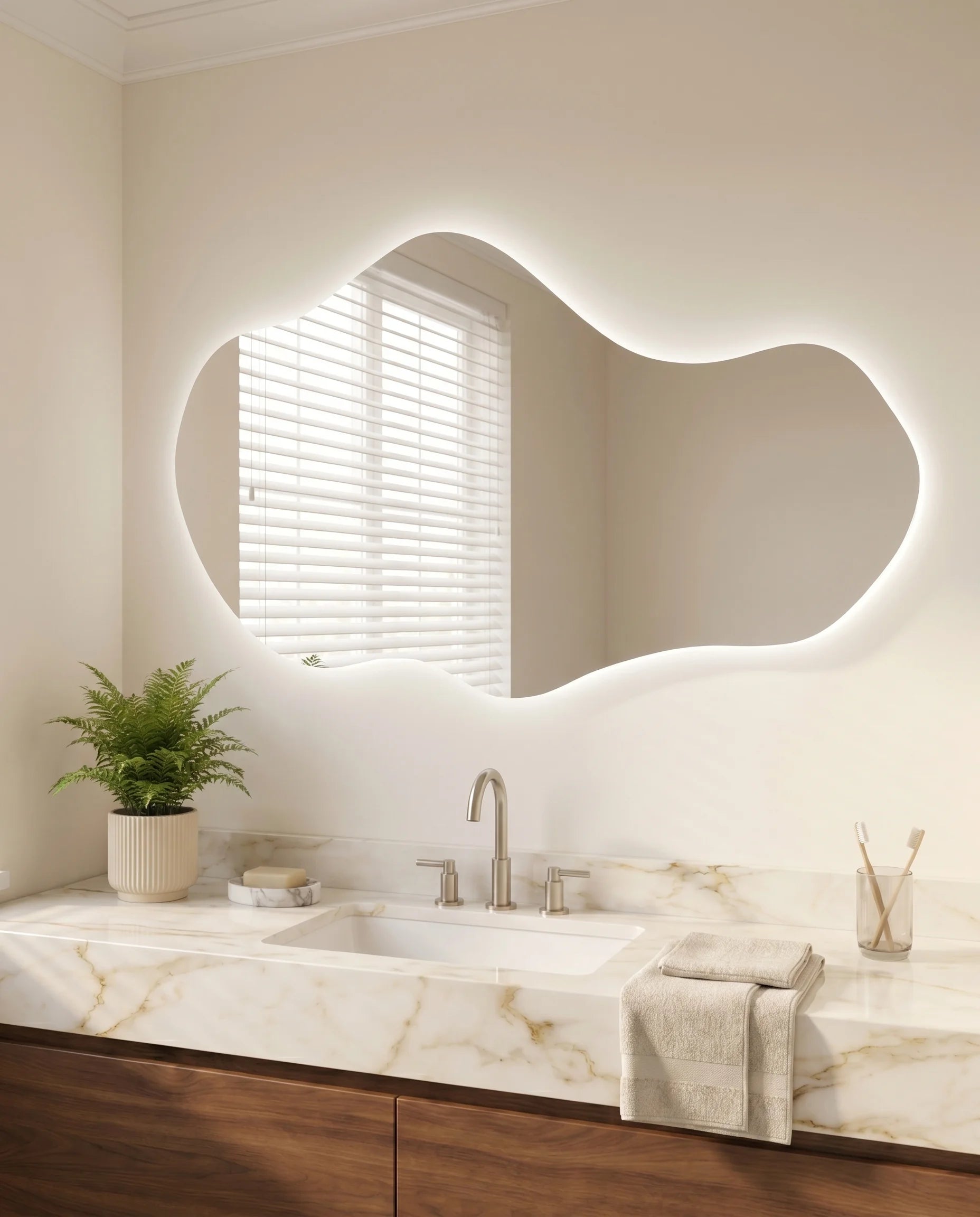 Ezra LED Frameless Assymetrical Mirror