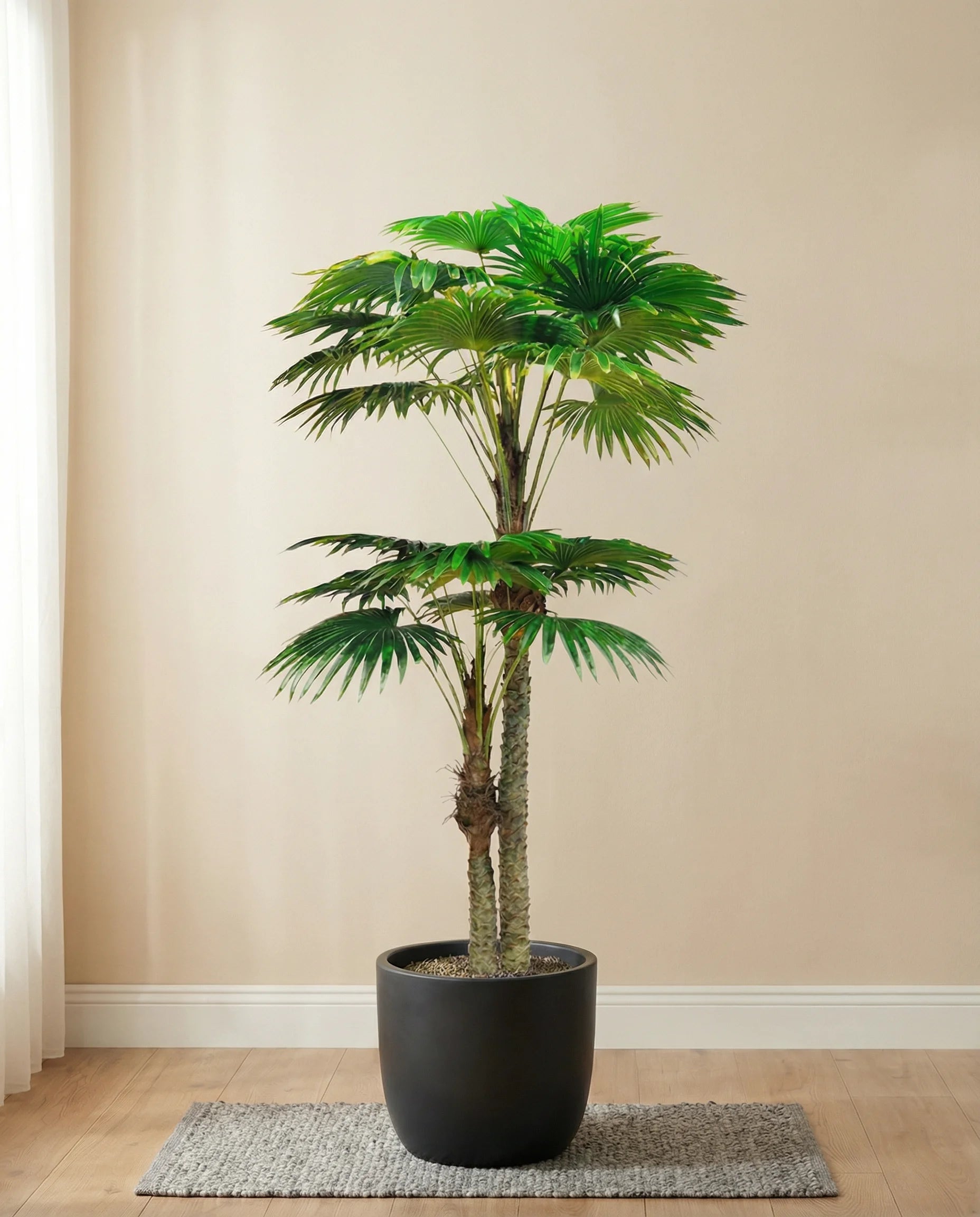 Artificial twin fan palm tree
