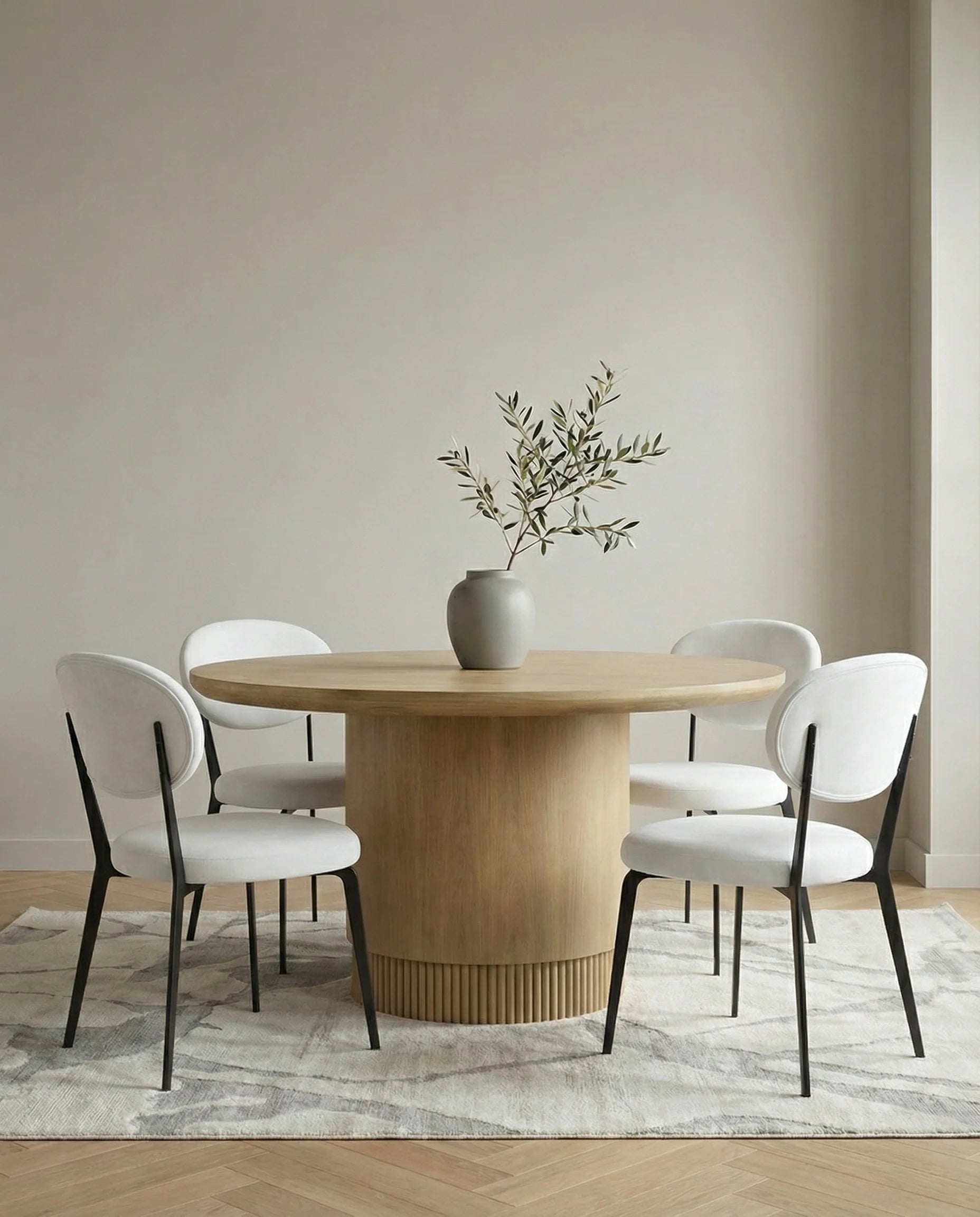 Fiona Mid-Century White Leather Dining Chair