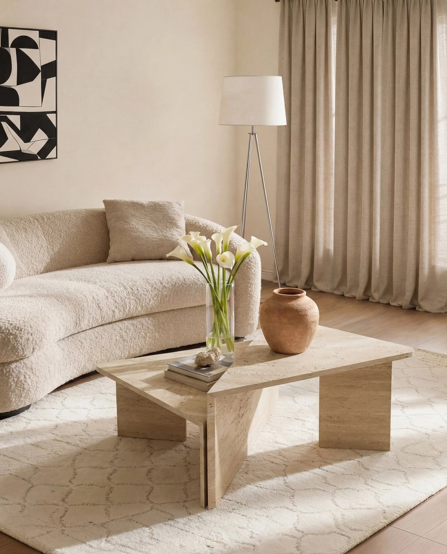 Free form Travertine Coffee Table