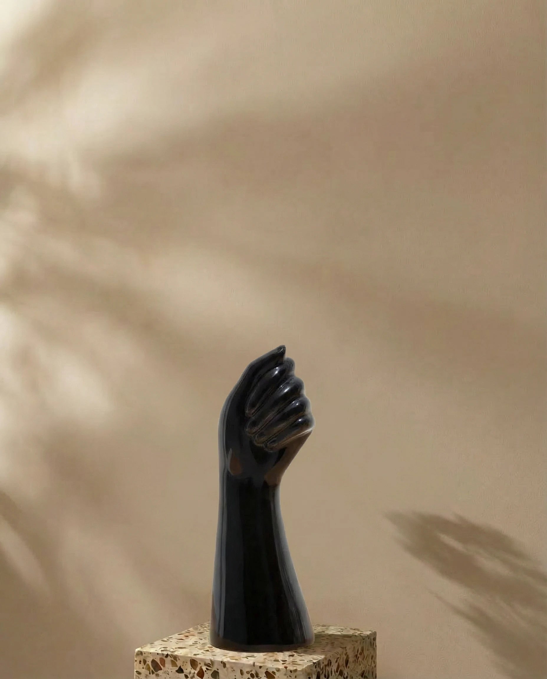 Gesture Black Ceramic Human Arm Flower Vase