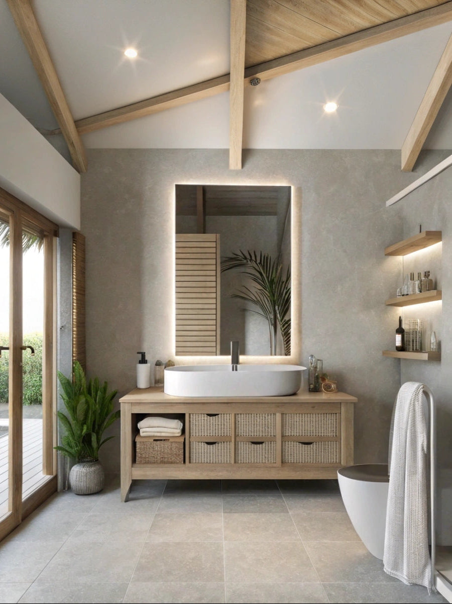 Gleam Frameless Vanity Mirror with Rounded Corners and Backlit 