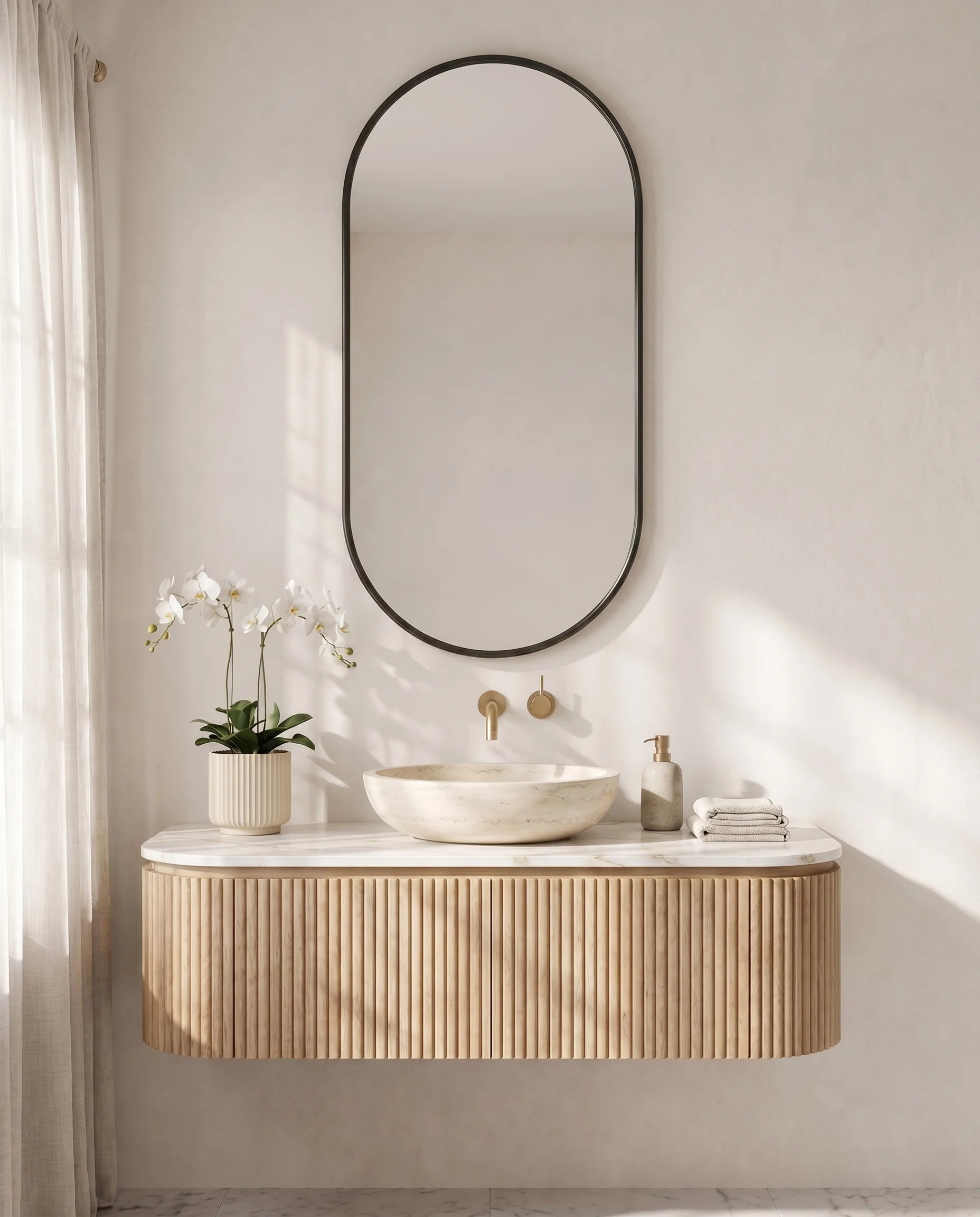 Gothic Black Framed Capsule Wall Mirror (Oval)