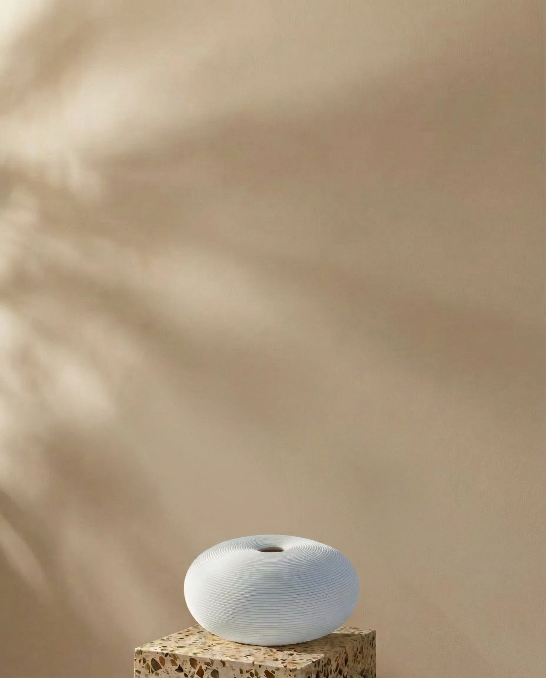 Halo Flat Round Ceramic Vase