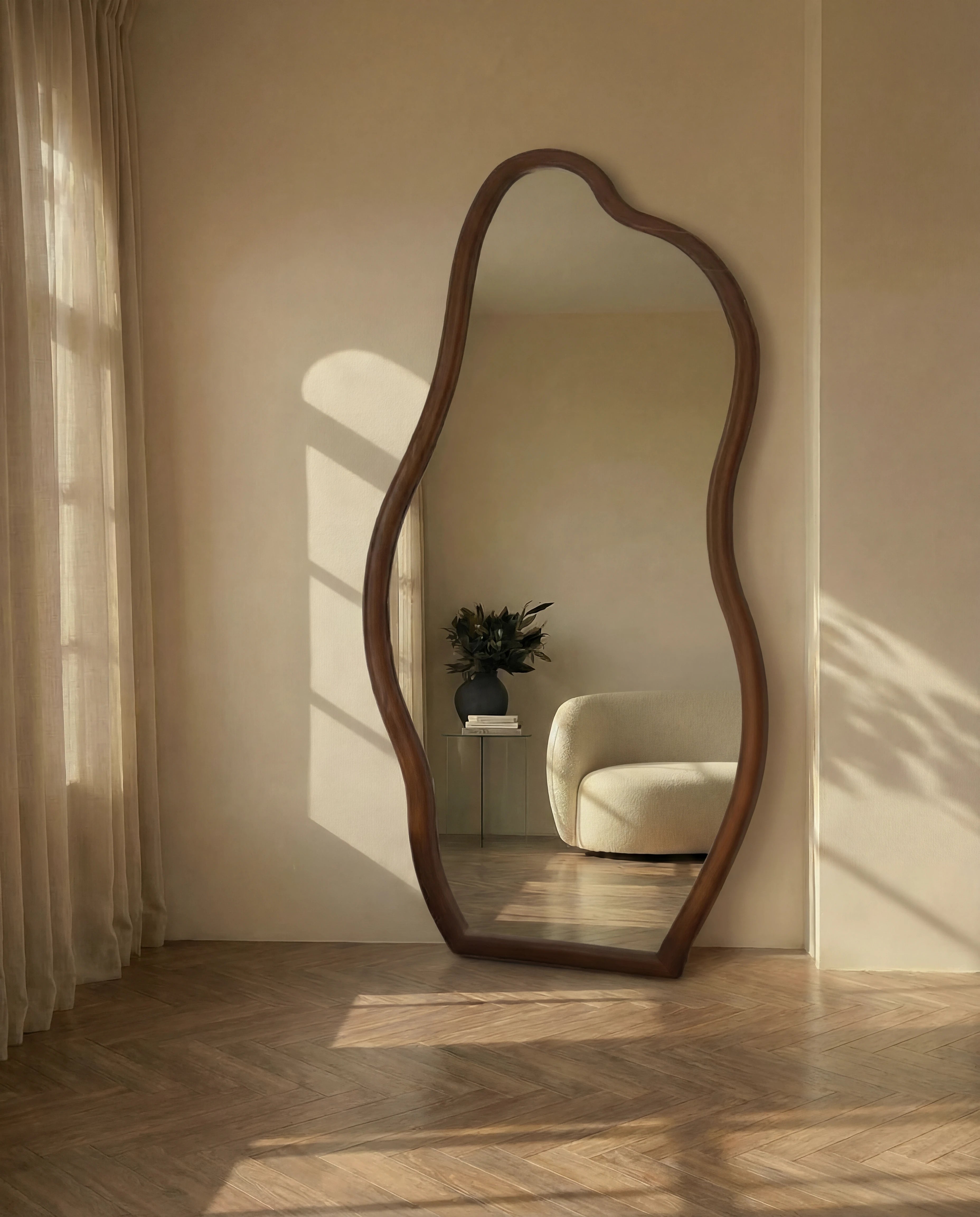 Hazel Dark Brown Wavy Irregular Dressing Mirror