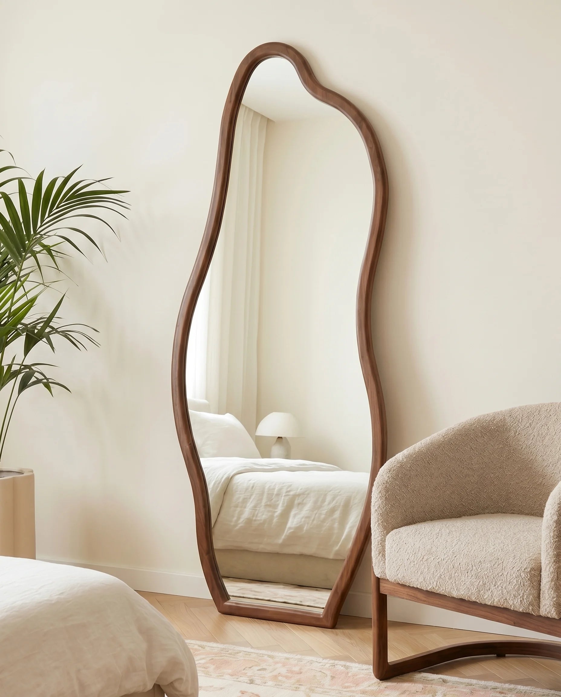 Hazel dark brown wavy irregular dressing mirror