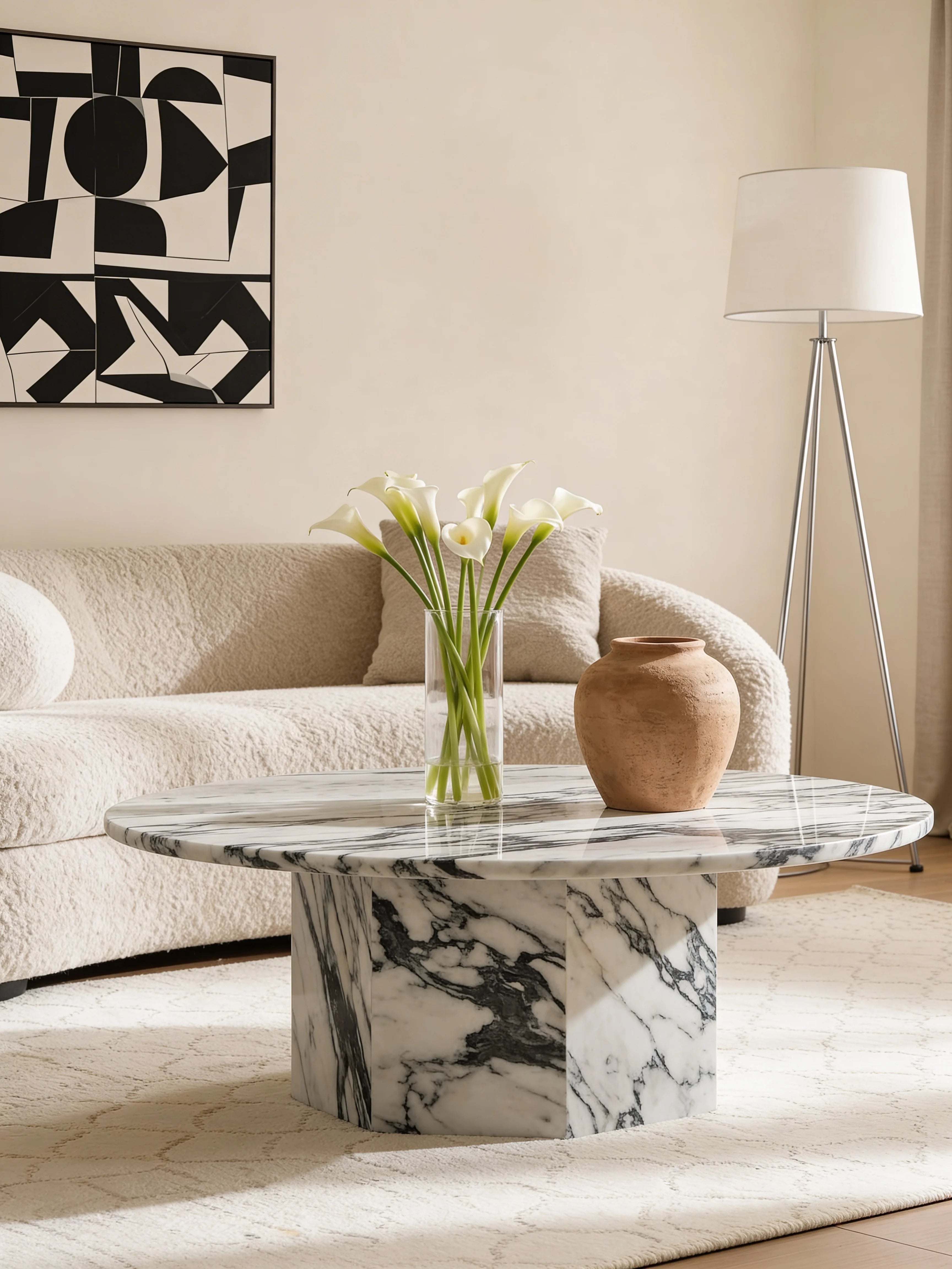Hexagon Arabescato Marble Coffee Table