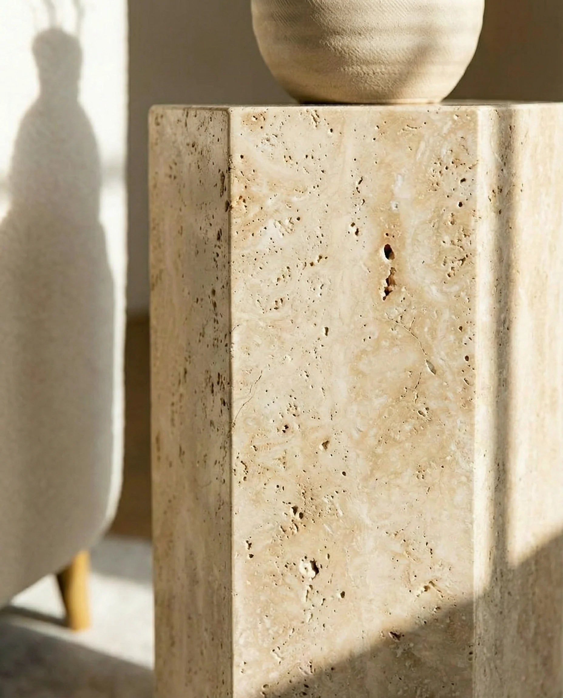 Hexagon Travertine Side Table