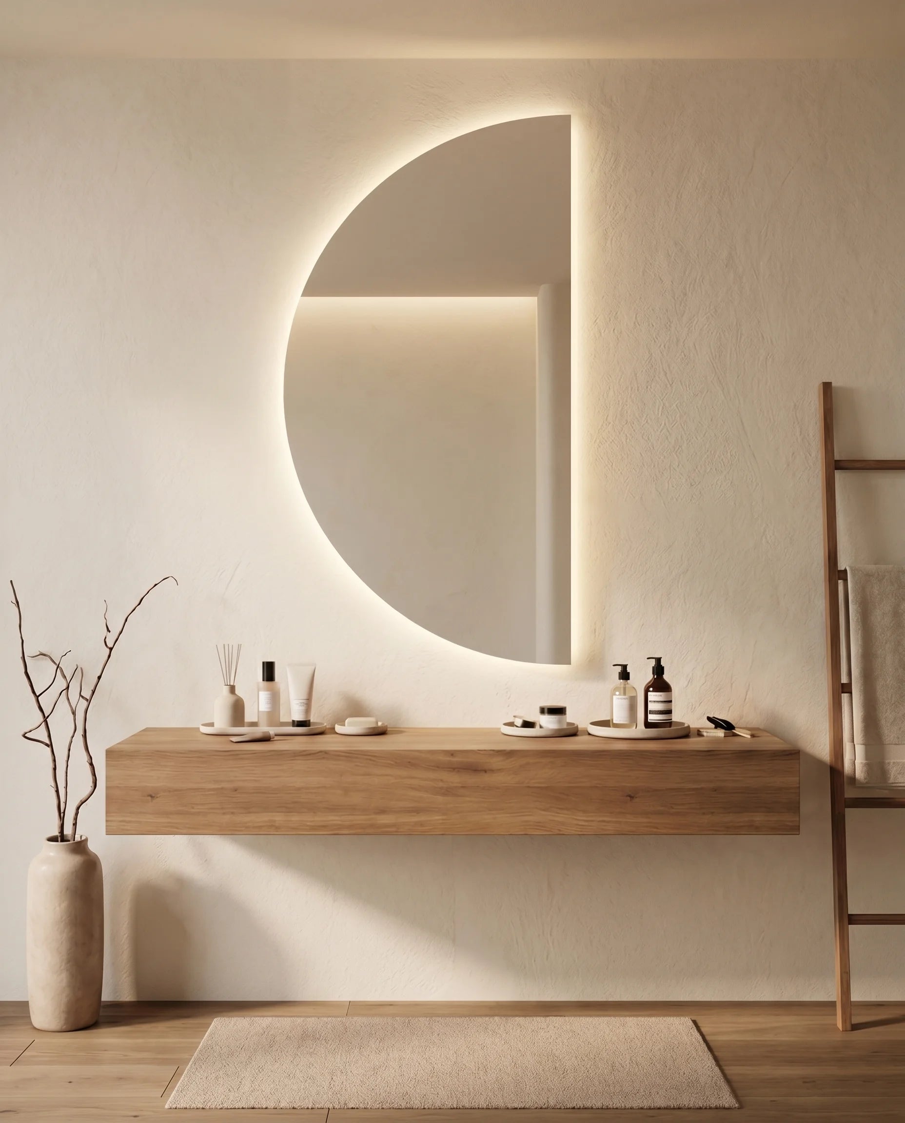 Hilal Backlit Half Moon Frameless Wall Mirror (LED)
