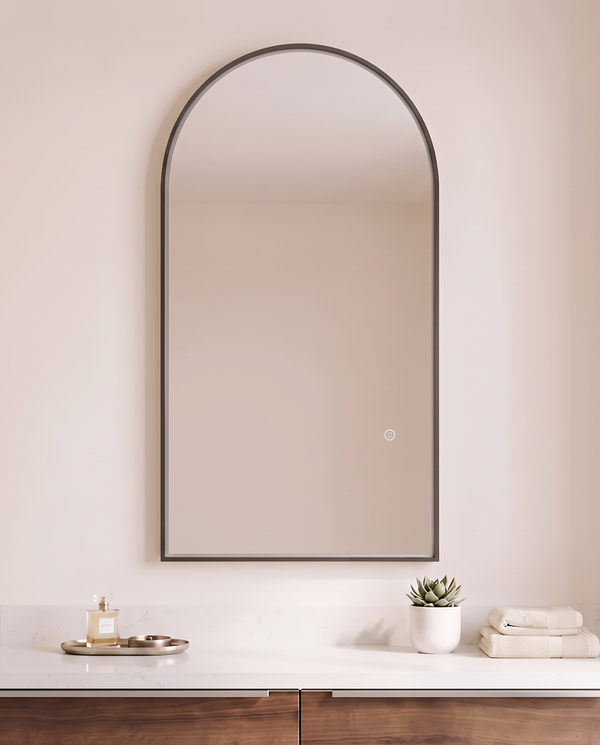 Black Inner Frame LED Arch Vanity Wall Mirror