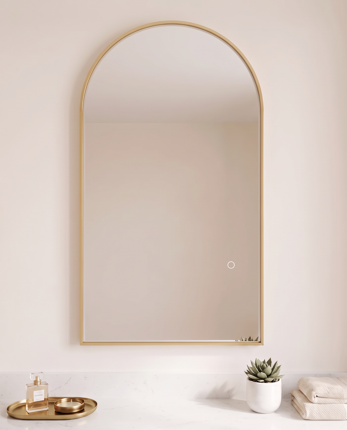 Golden Inner Frame LED Arch Vanity Wall Mirror
