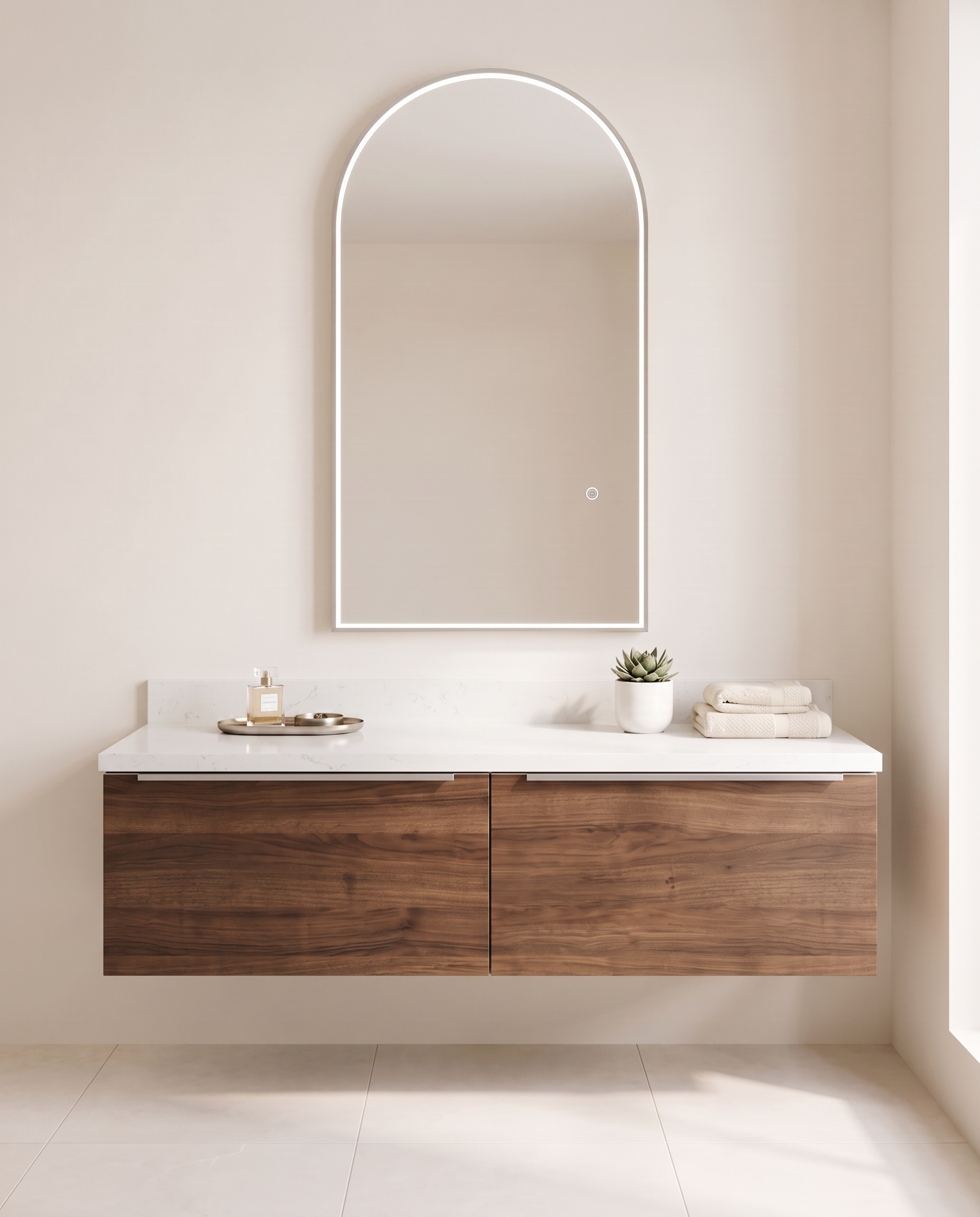 Iris Silver Inner Frame LED Arch Vanity Wall Mirror