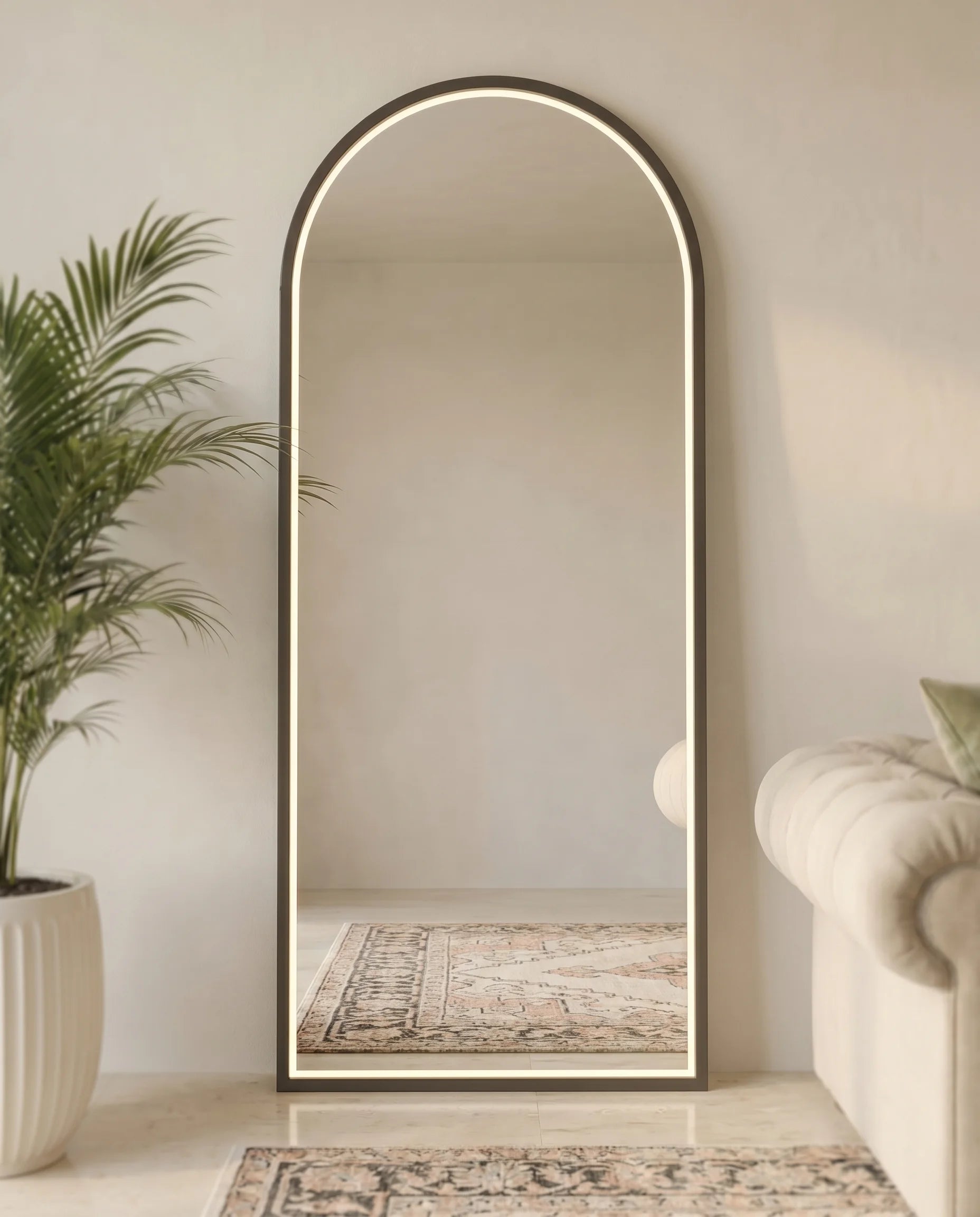 Iris black LED arch mirror