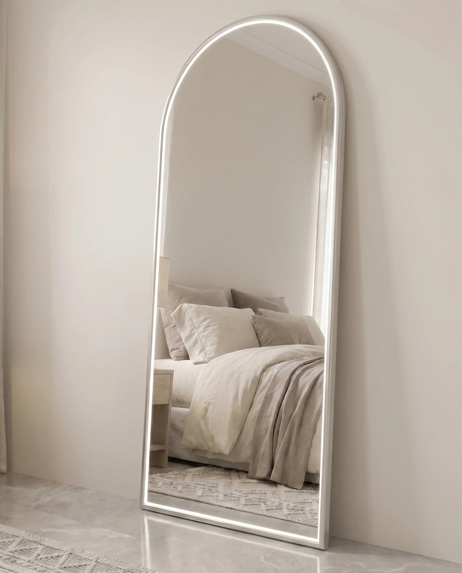 Iris silver LED arch mirror