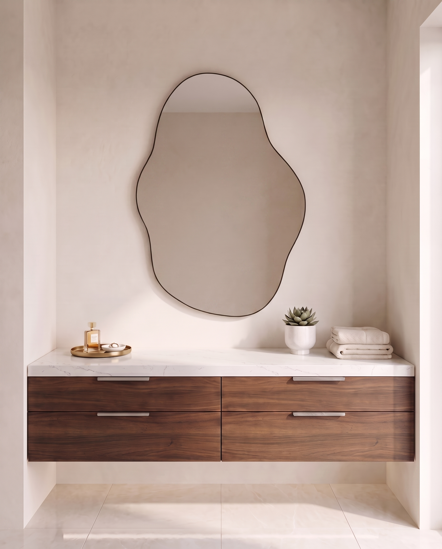 Rima Black Frame Irregular LED Wall Mirror