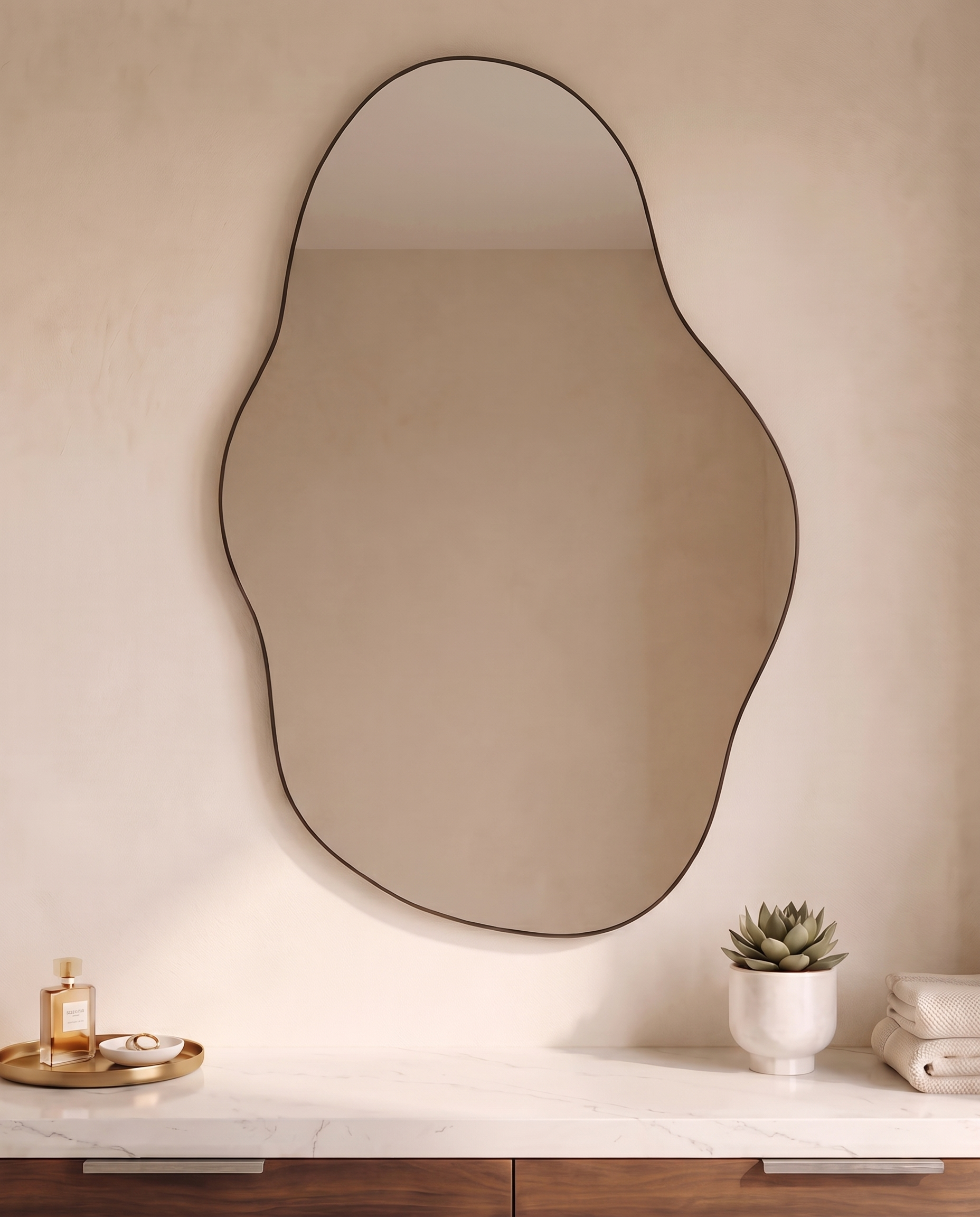 Rima Black Frame Irregular LED Wall Mirror