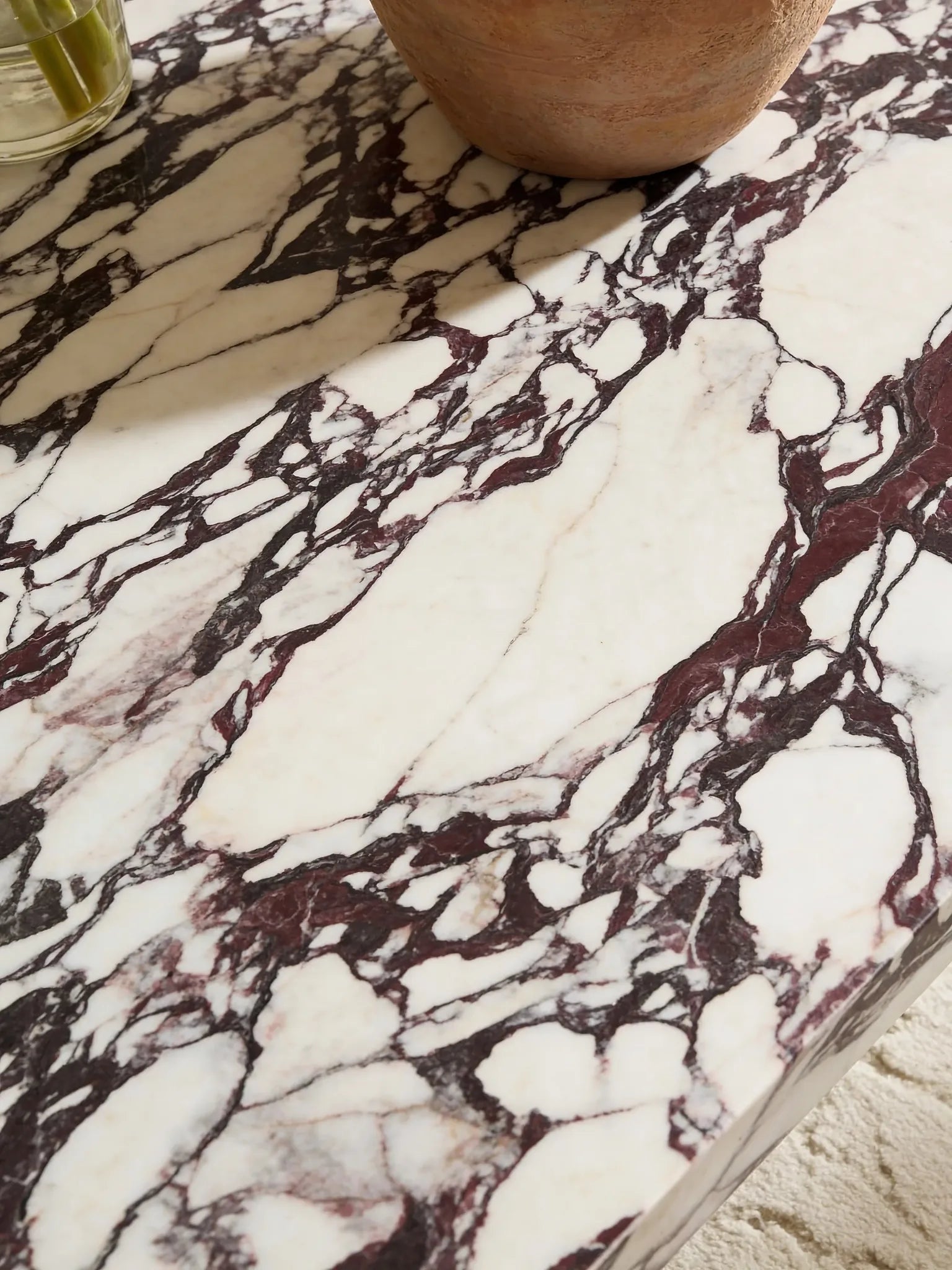 Italian Calacatta marble coffee table in a Dubai living room