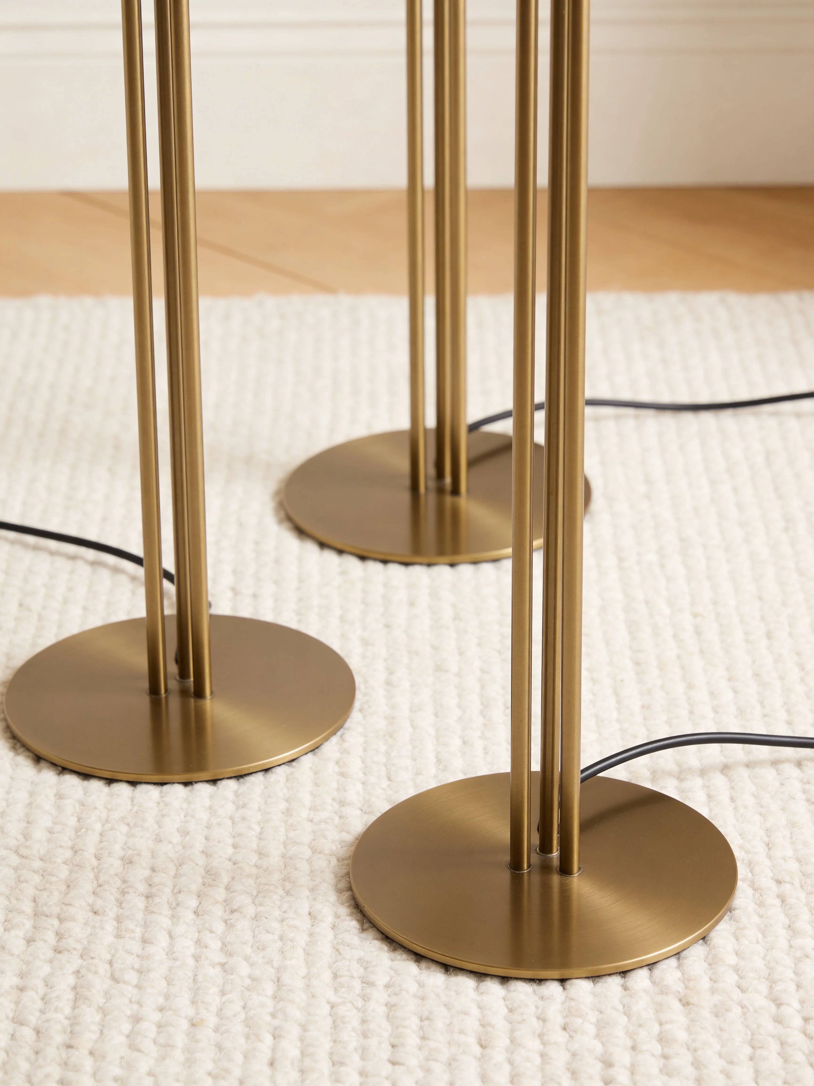Ivory & Gold Torch Floor Lamp Trio Set