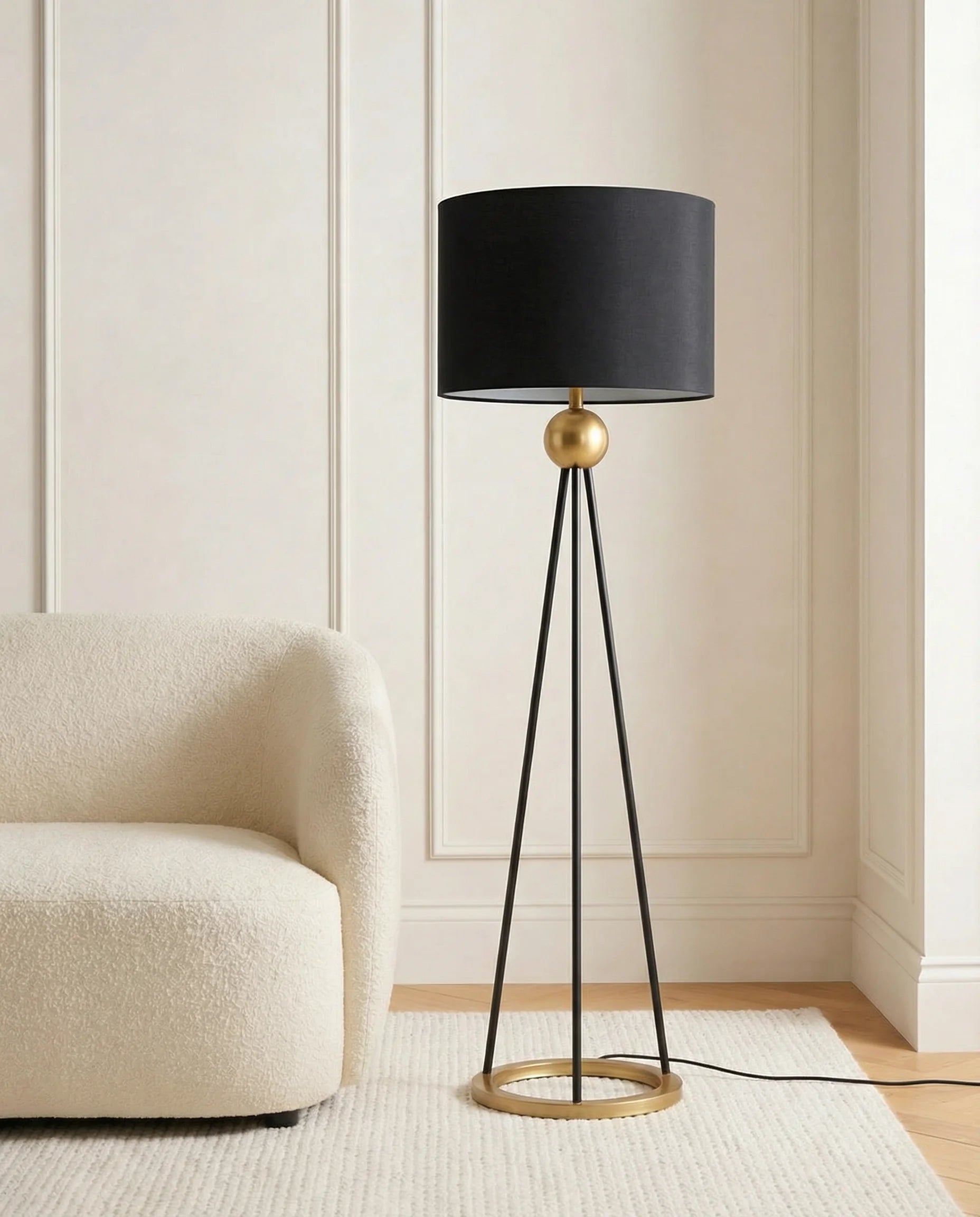 Janice Black & Gold Tripod Floor Lamp