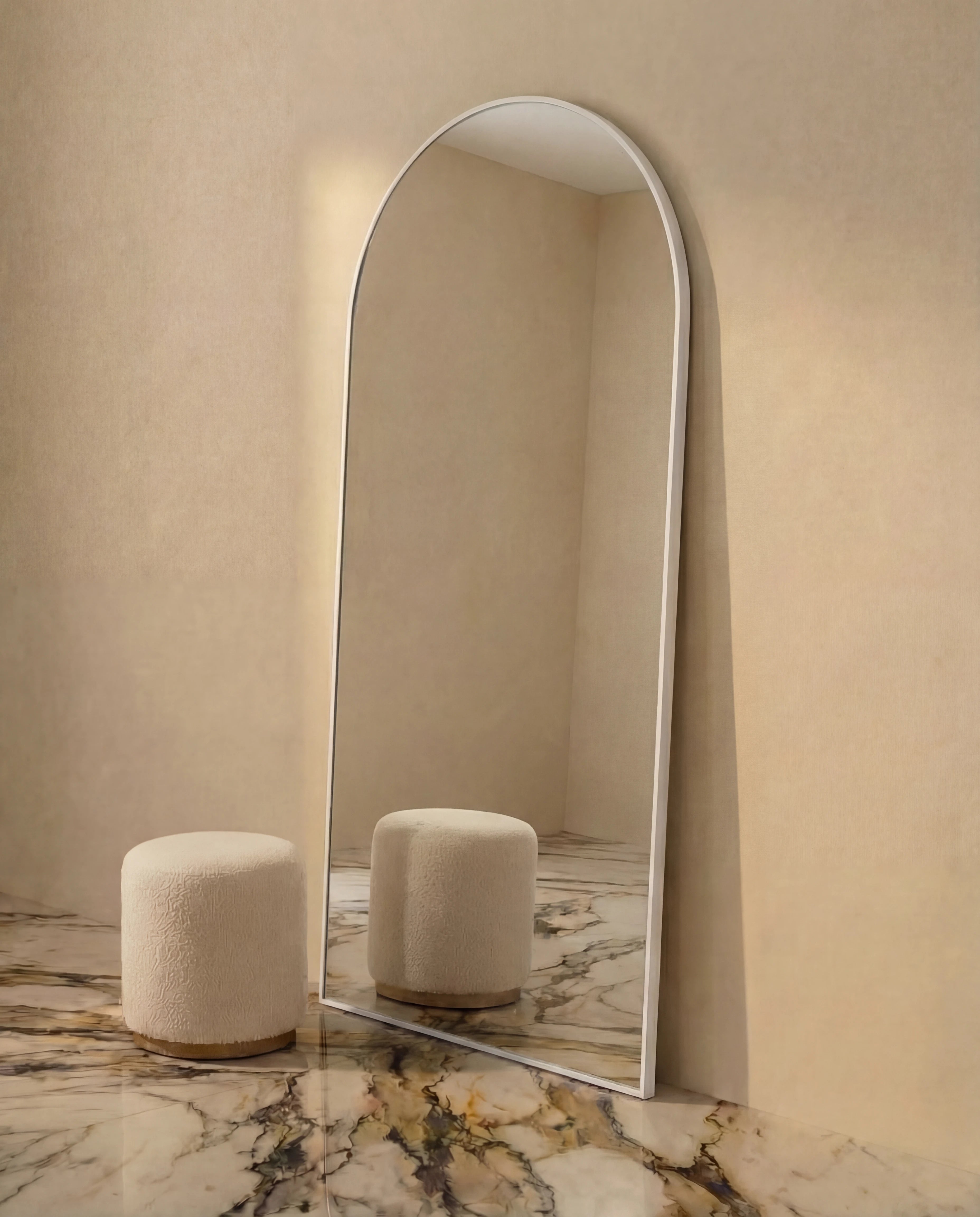 Juliette Silver Framed Arch Mirror with Stand