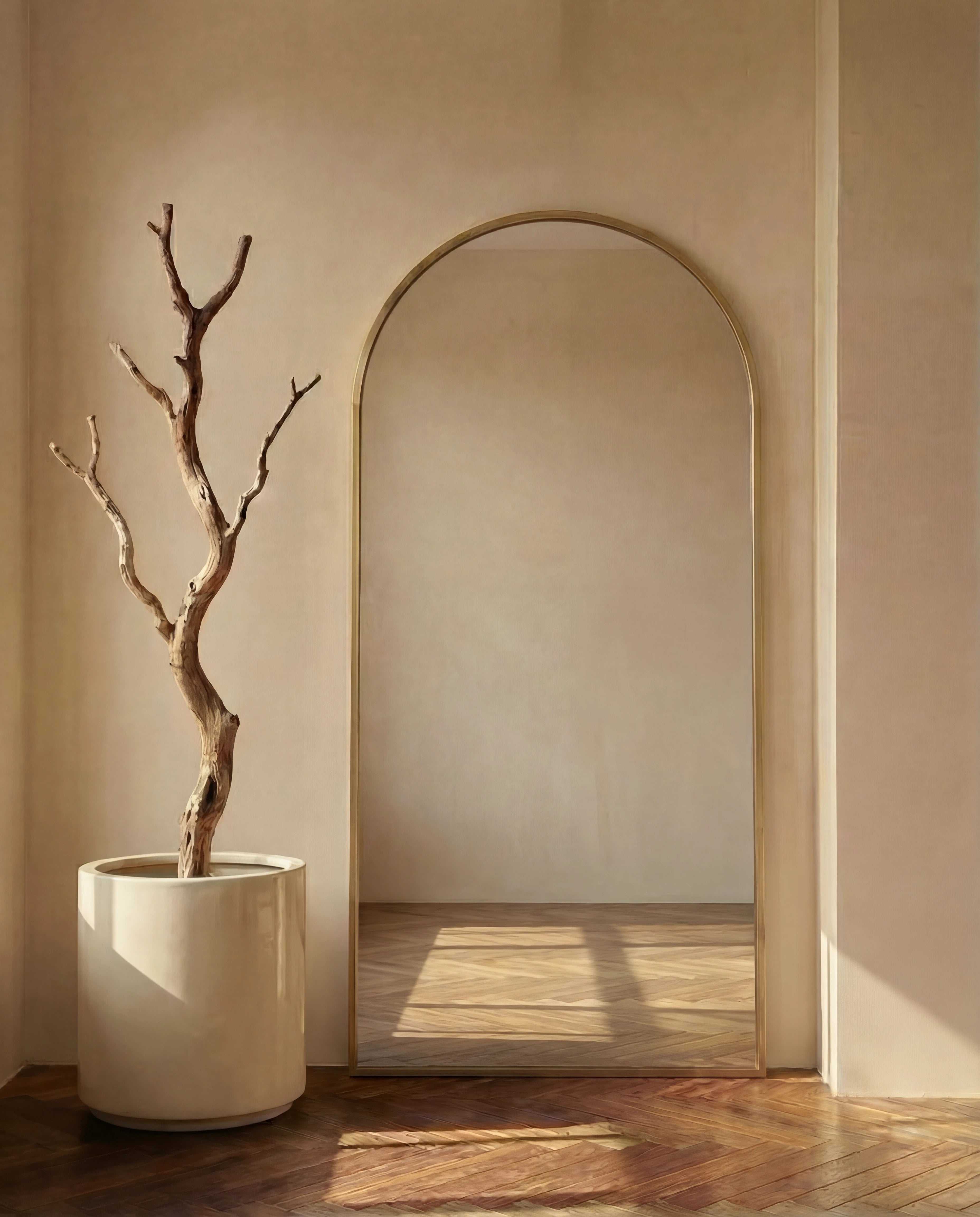 Juliette Tall Gold Framed Arch Standing Mirror