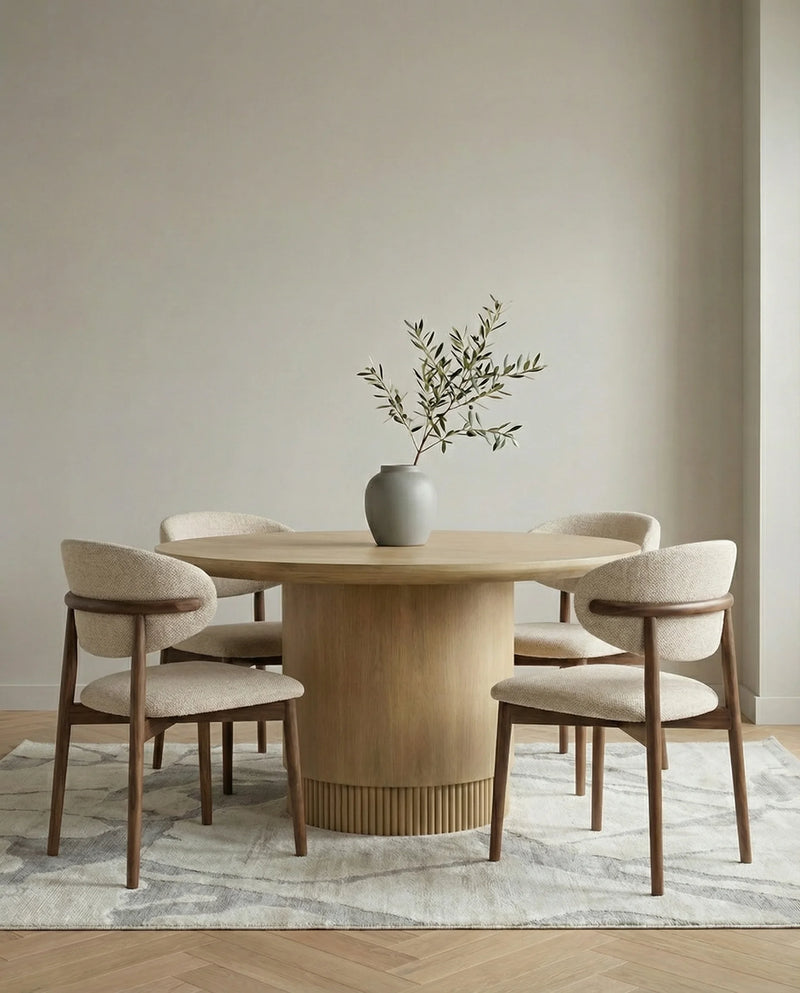 Katrin Scandinavian beige dining chair in a Dubai dining room