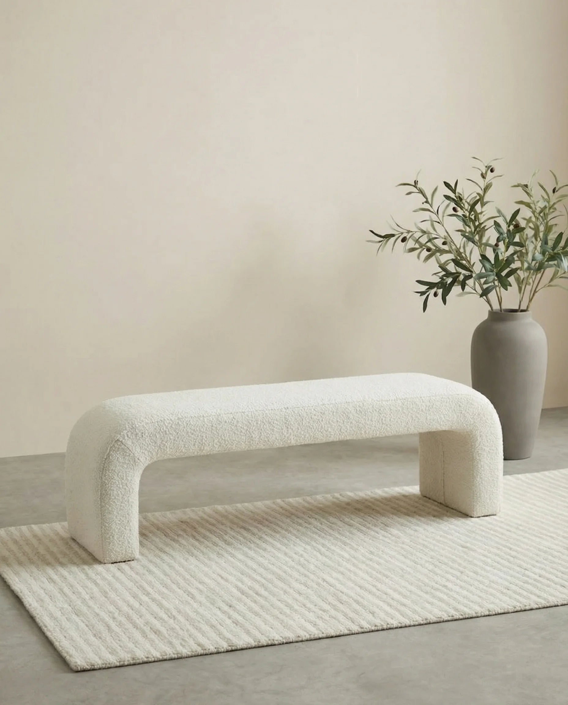 Largo Bouclé Ottoman Bench