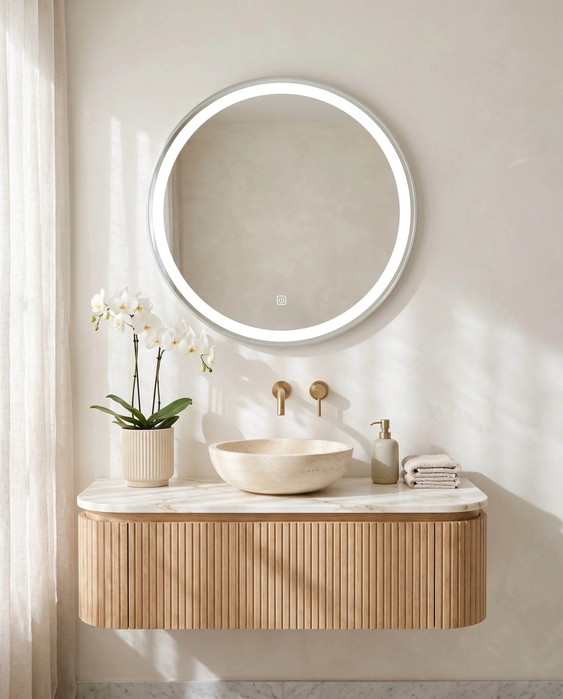 Lavish Silver LED Round Mirror with Silver Frame