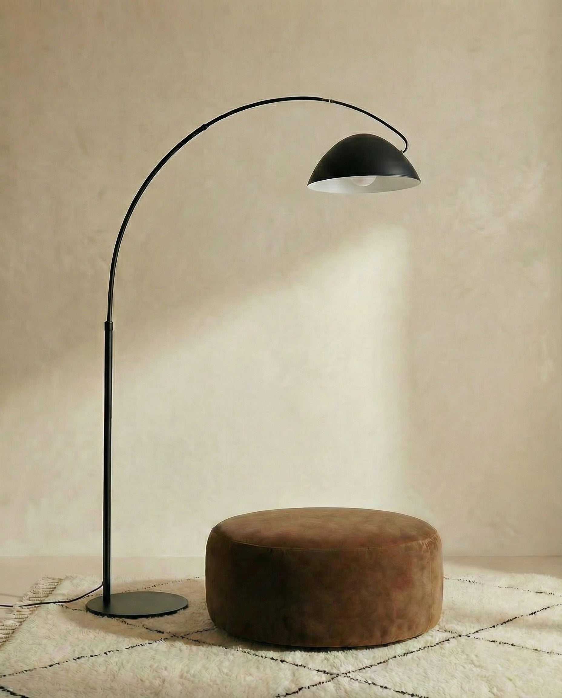 Lewis Mid-Century Black Curved Floor Lamp