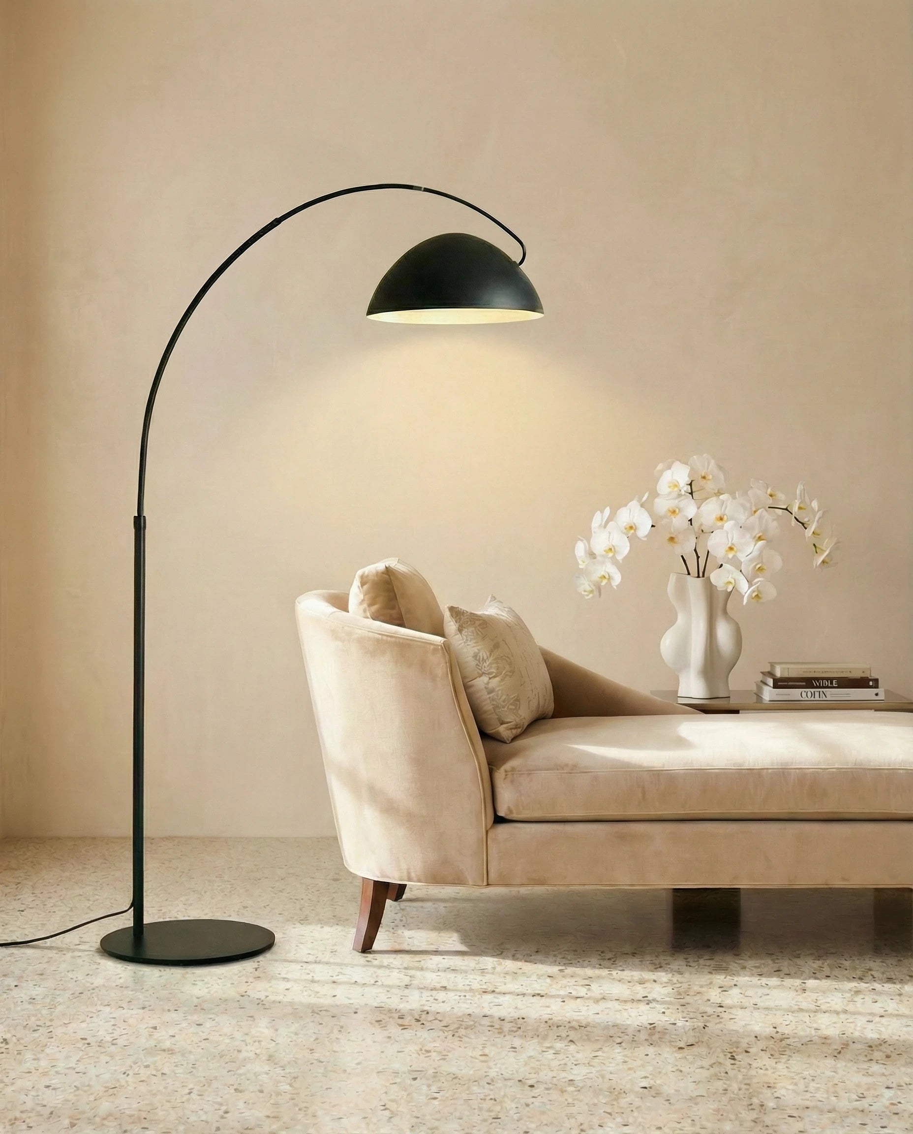 Lewis Mid-Century Black Curved Floor Lamp