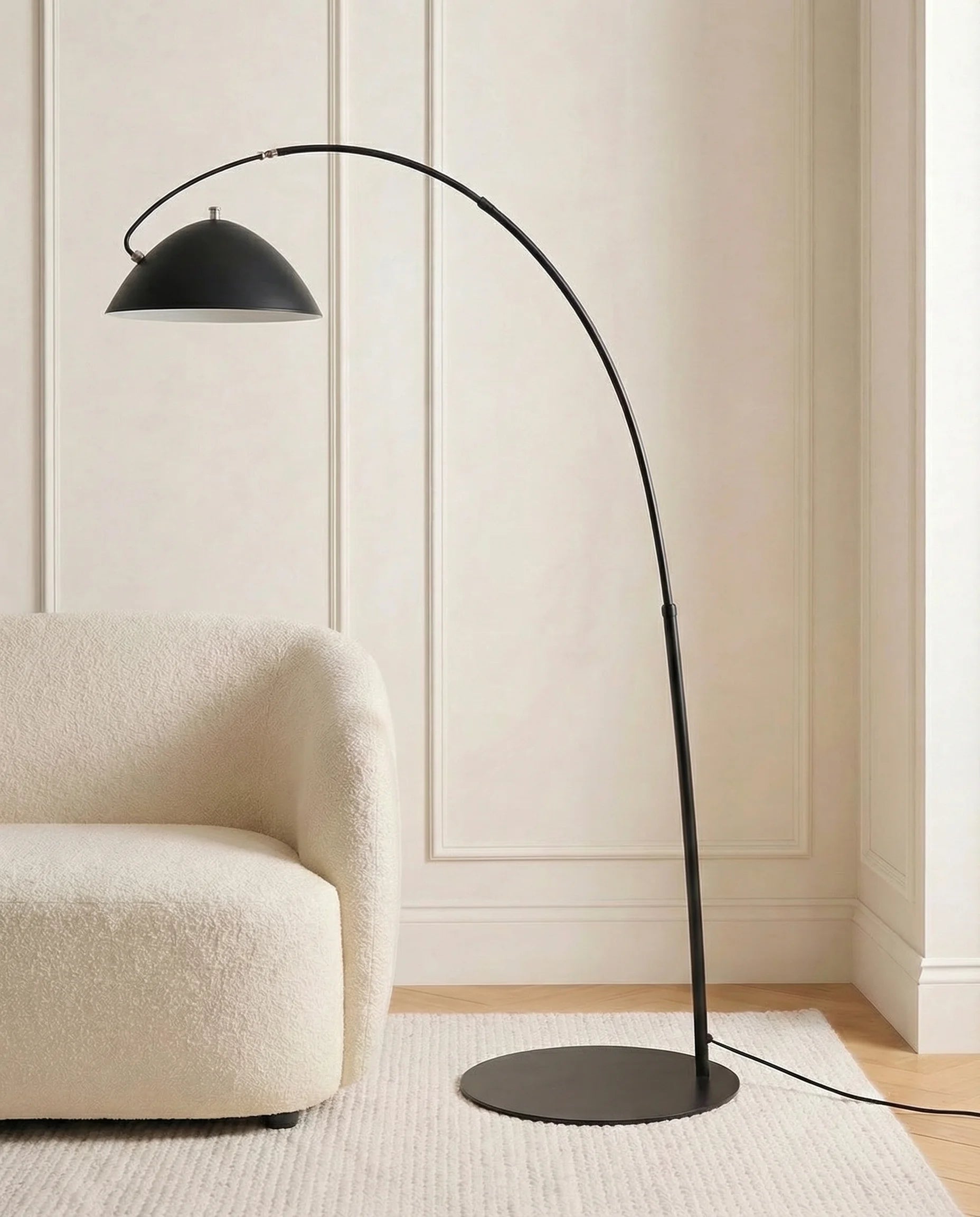 Lewis Mid-Century Black Curved Floor Lamp