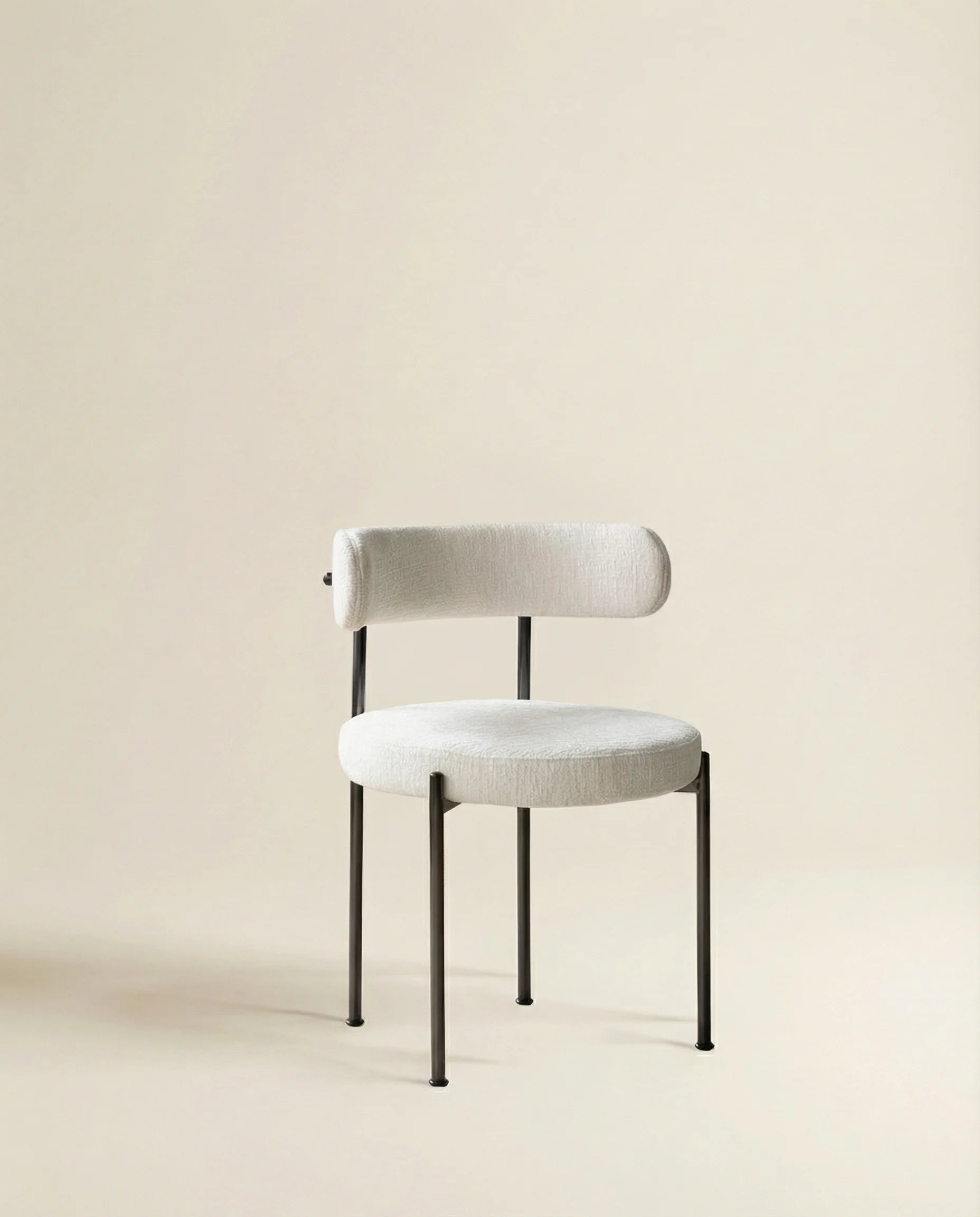 Liliana Stylish White Boucle Dining Chair