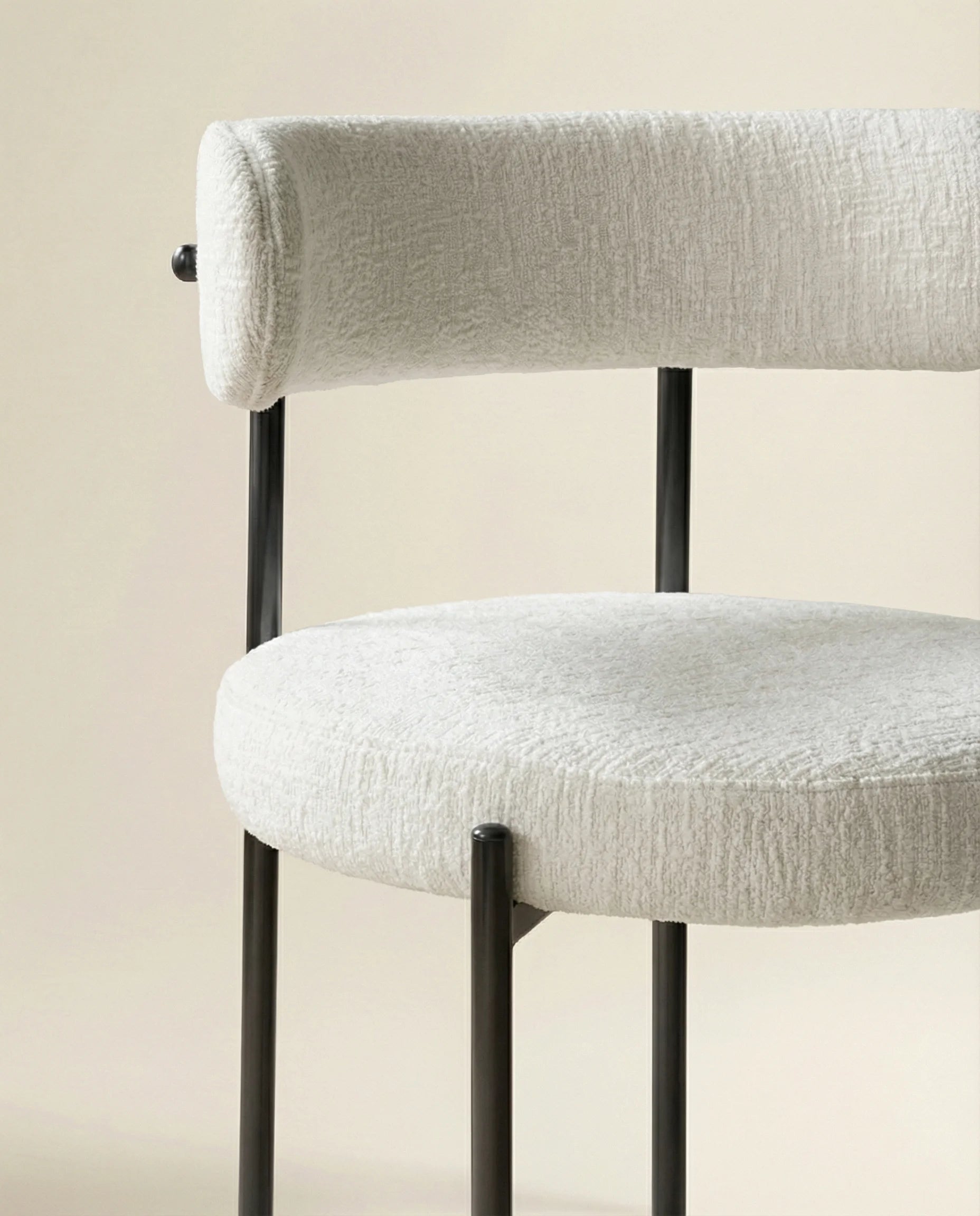 Liliana Stylish White Boucle Dining Chair