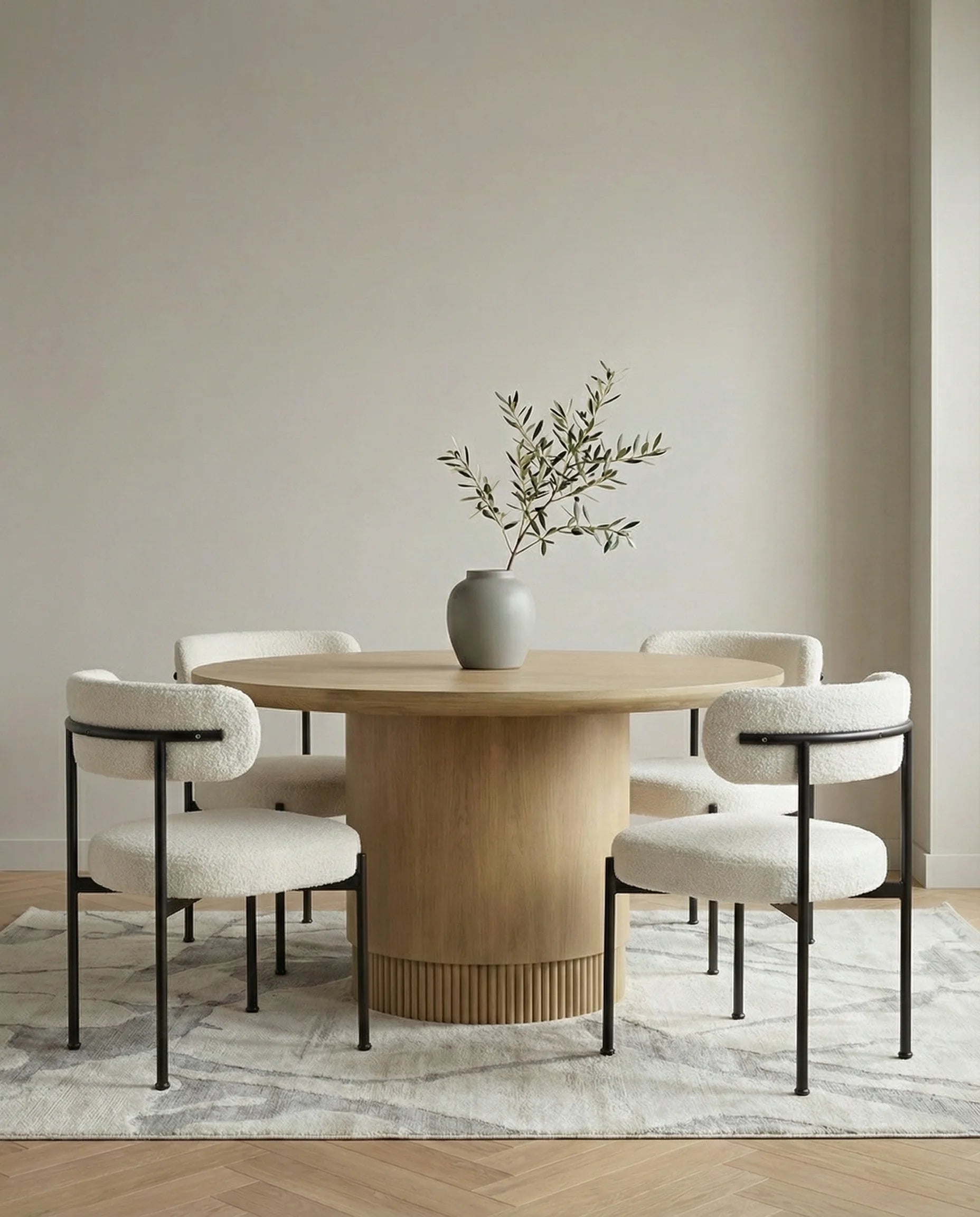 Liliana Stylish White Boucle Dining Chair