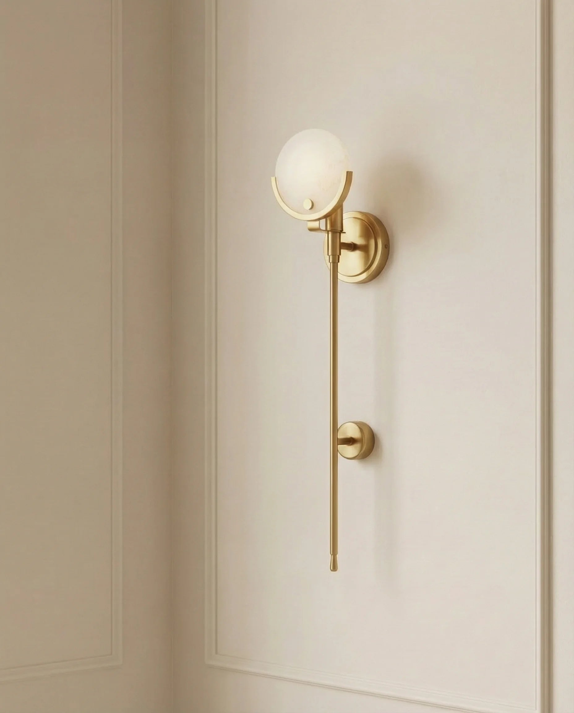 Lily White Marble & Brass Wall Sconce