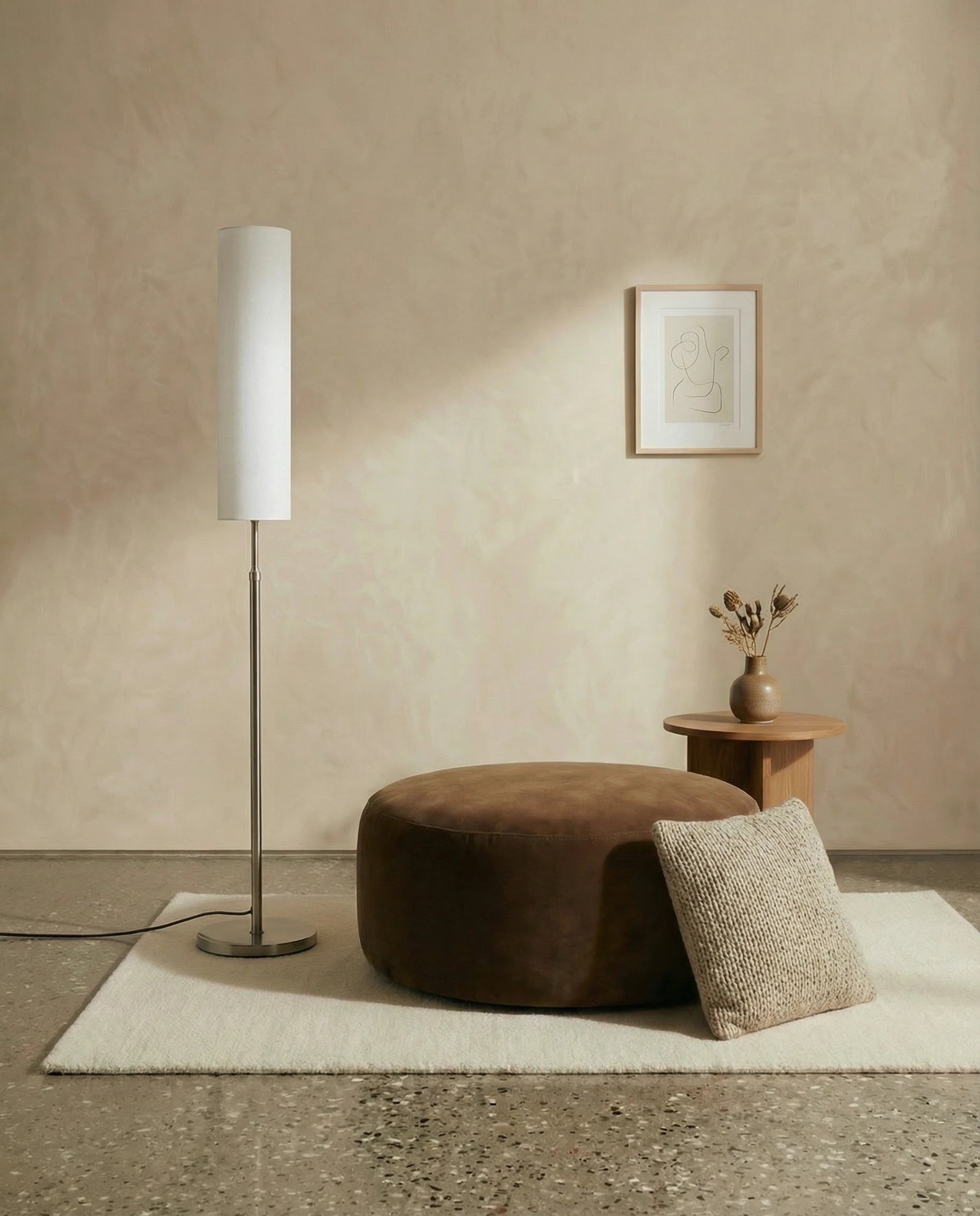 Japandi Cylindrical Floor Lamp