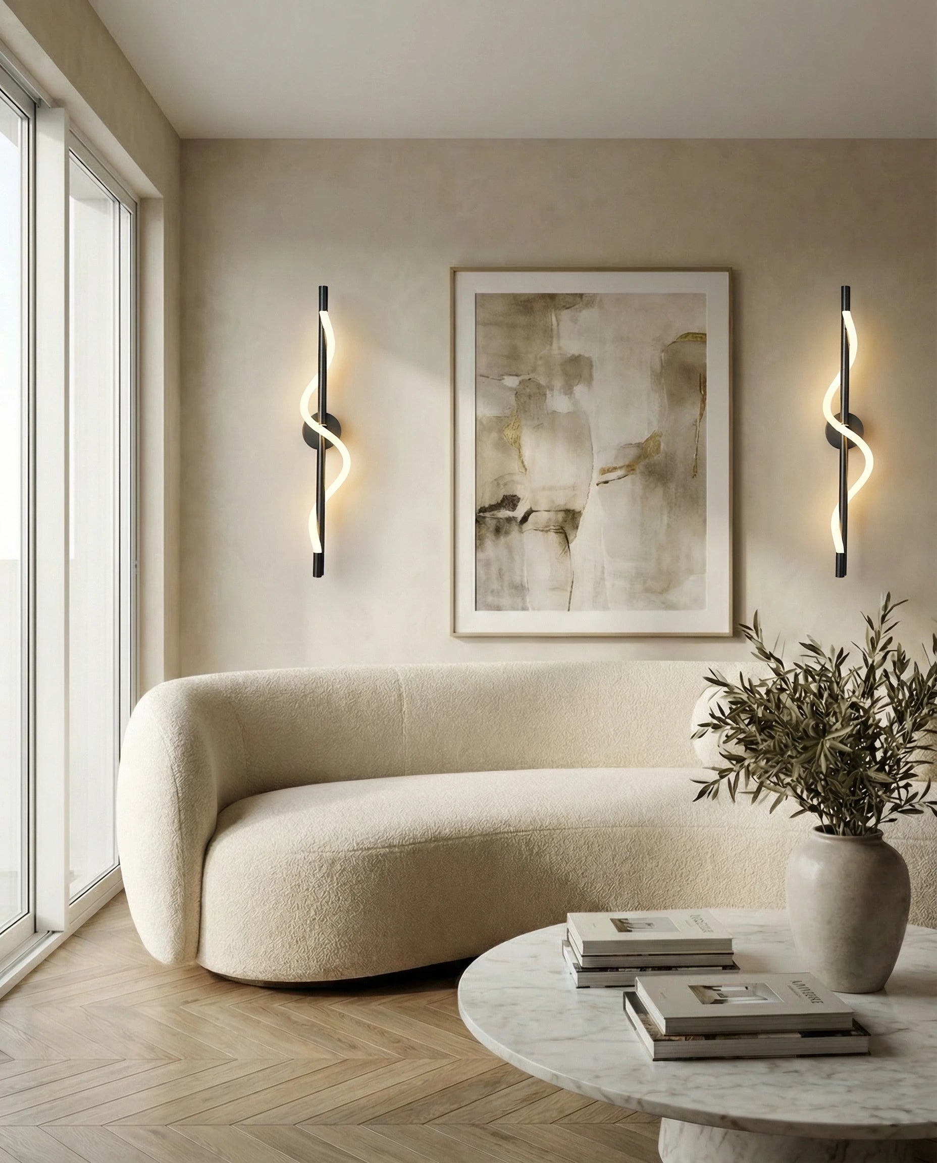 Luca Black Spiral Metal Wall Lamp