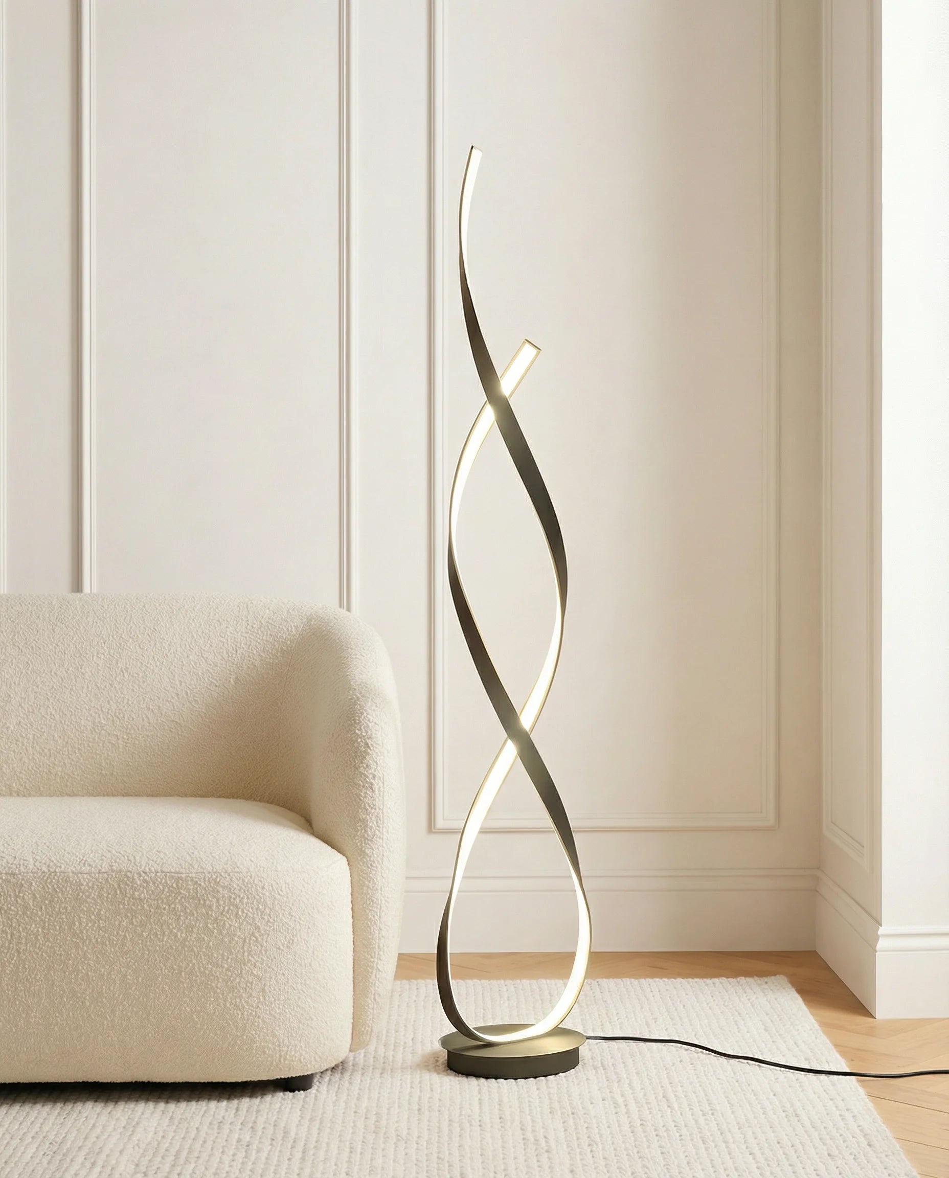 Luca Black Spiral Aesthetic Floor Lamp