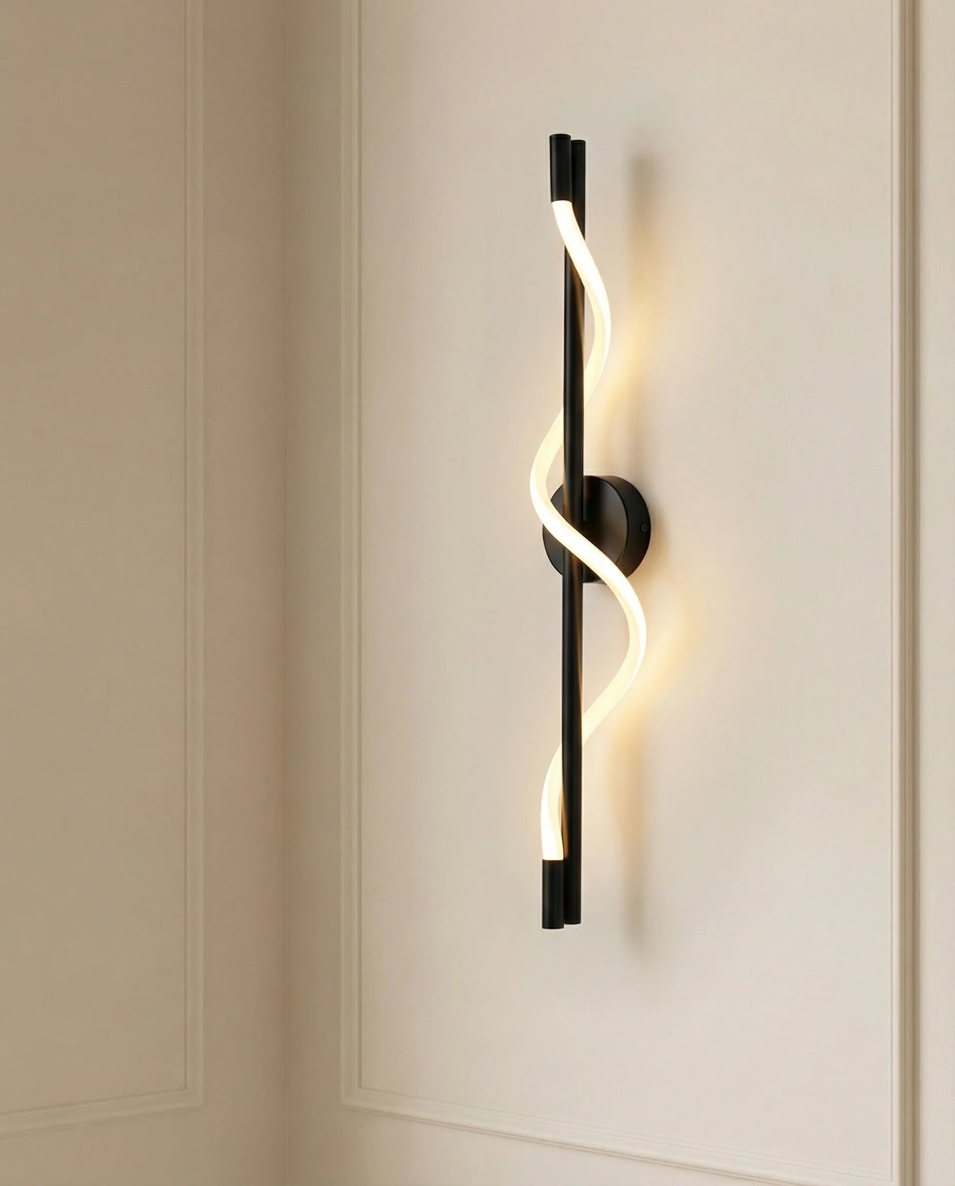 Luca Black Spiral Metal Wall Lamp