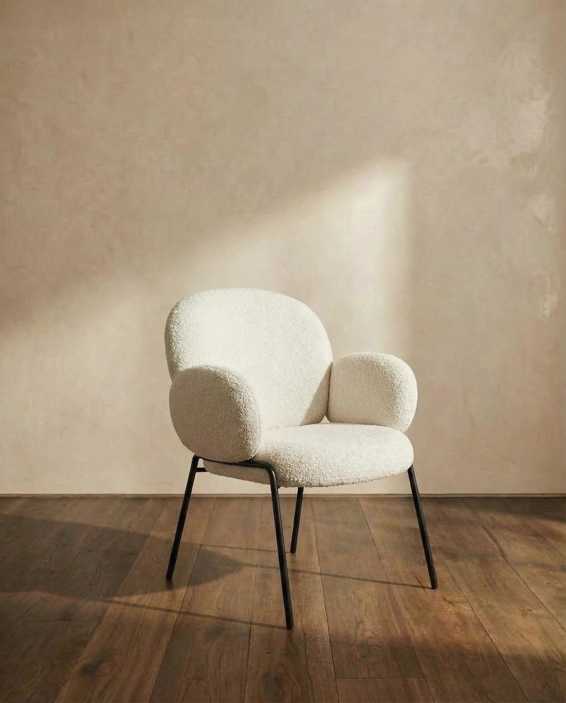 Lucia White Boucle Armchair