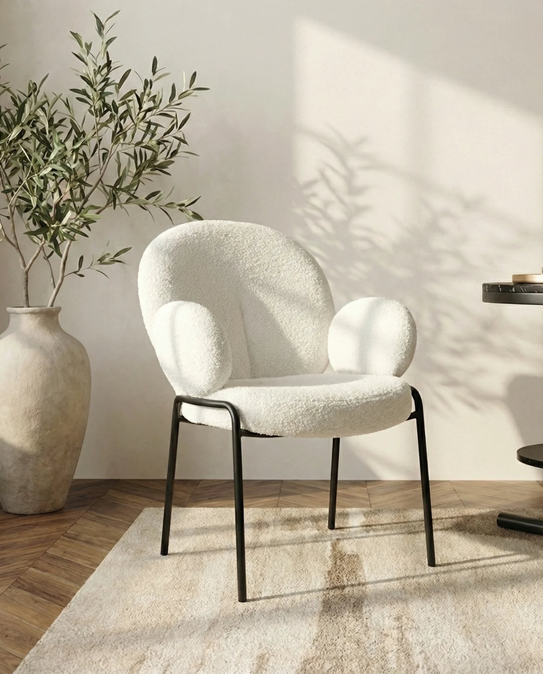 Lucia White Boucle Armchair