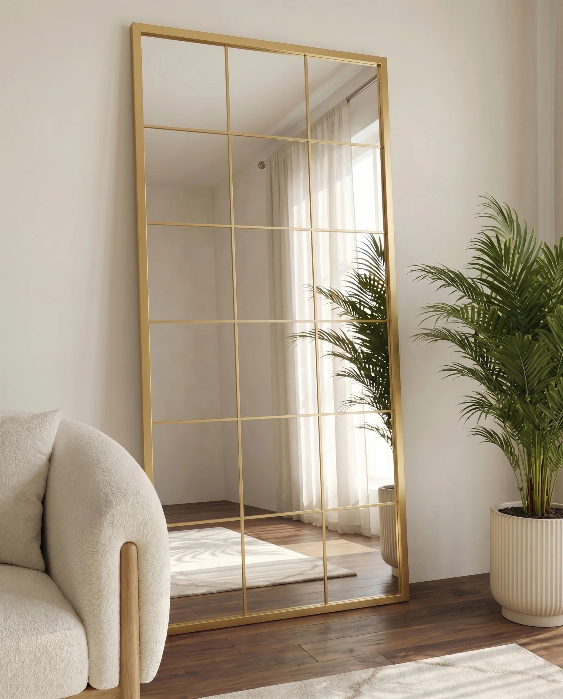 Lucia Luxury Golden Window Pane Mirror