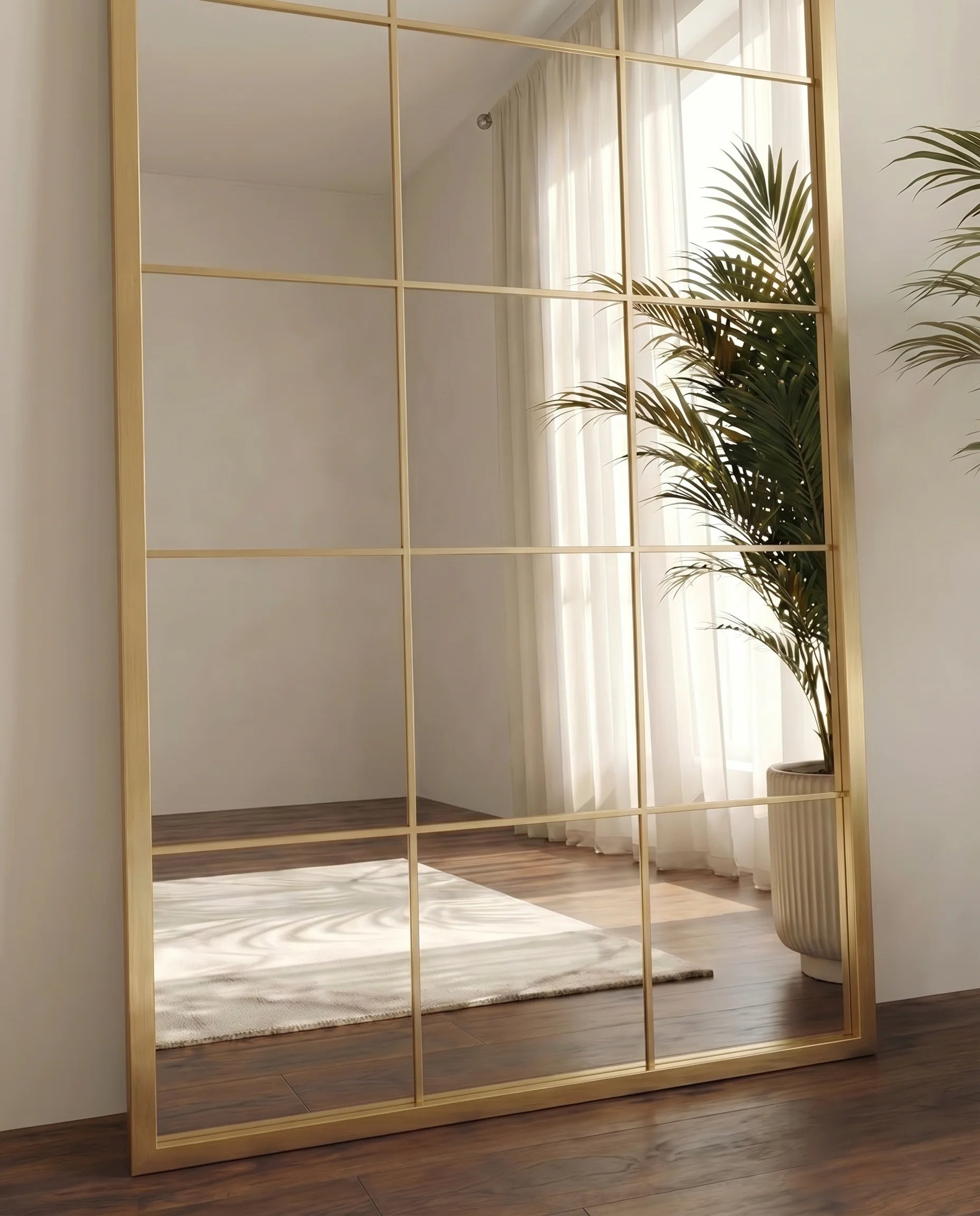 Lucia Luxury Golden Window Pane Mirror