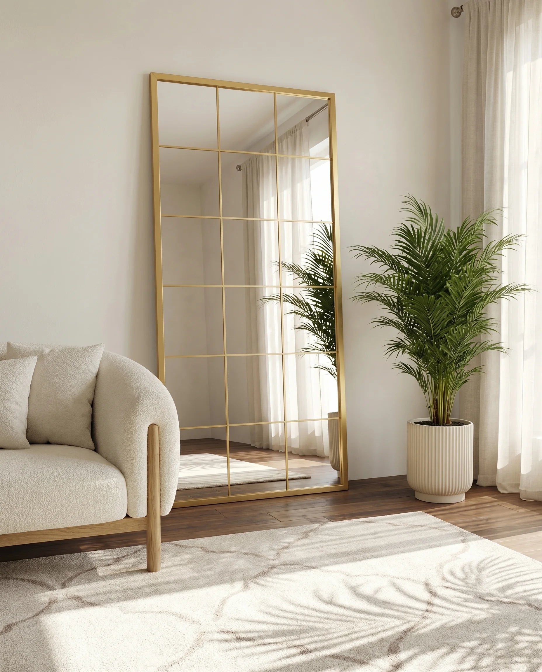 Lucia Luxury Golden Window Pane Mirror