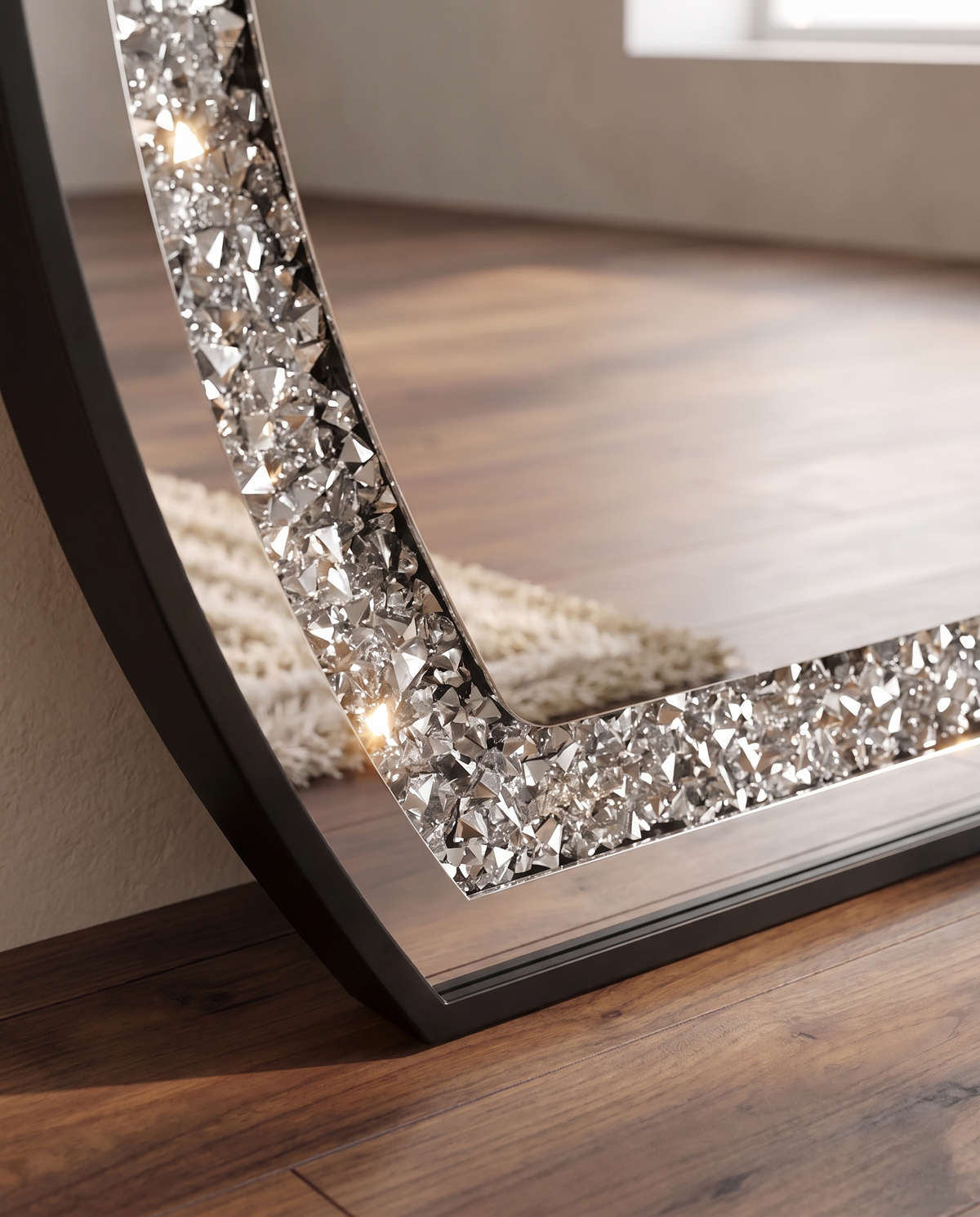 Almas Black Frame LED Irregular Mirror